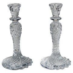 Waterford Crystal Pair of Sea Jewel Candlesticks, Vintage, Signed