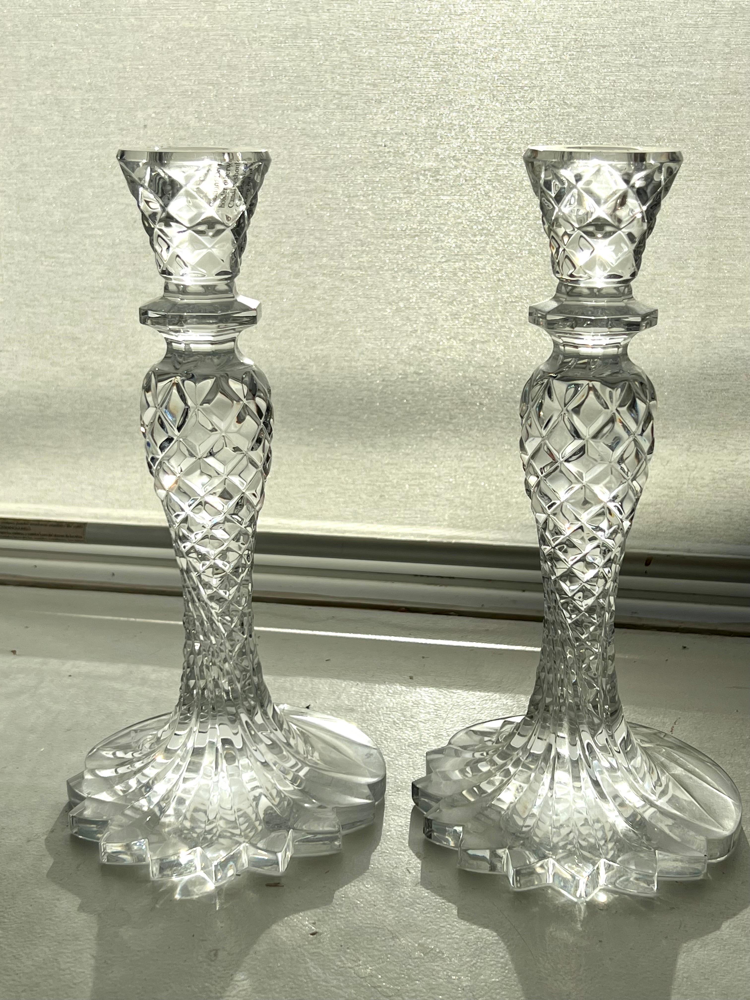 Waterford Crystal Pair of Sea Jewel Seahorse Candlesticks in Boxes For Sale 2