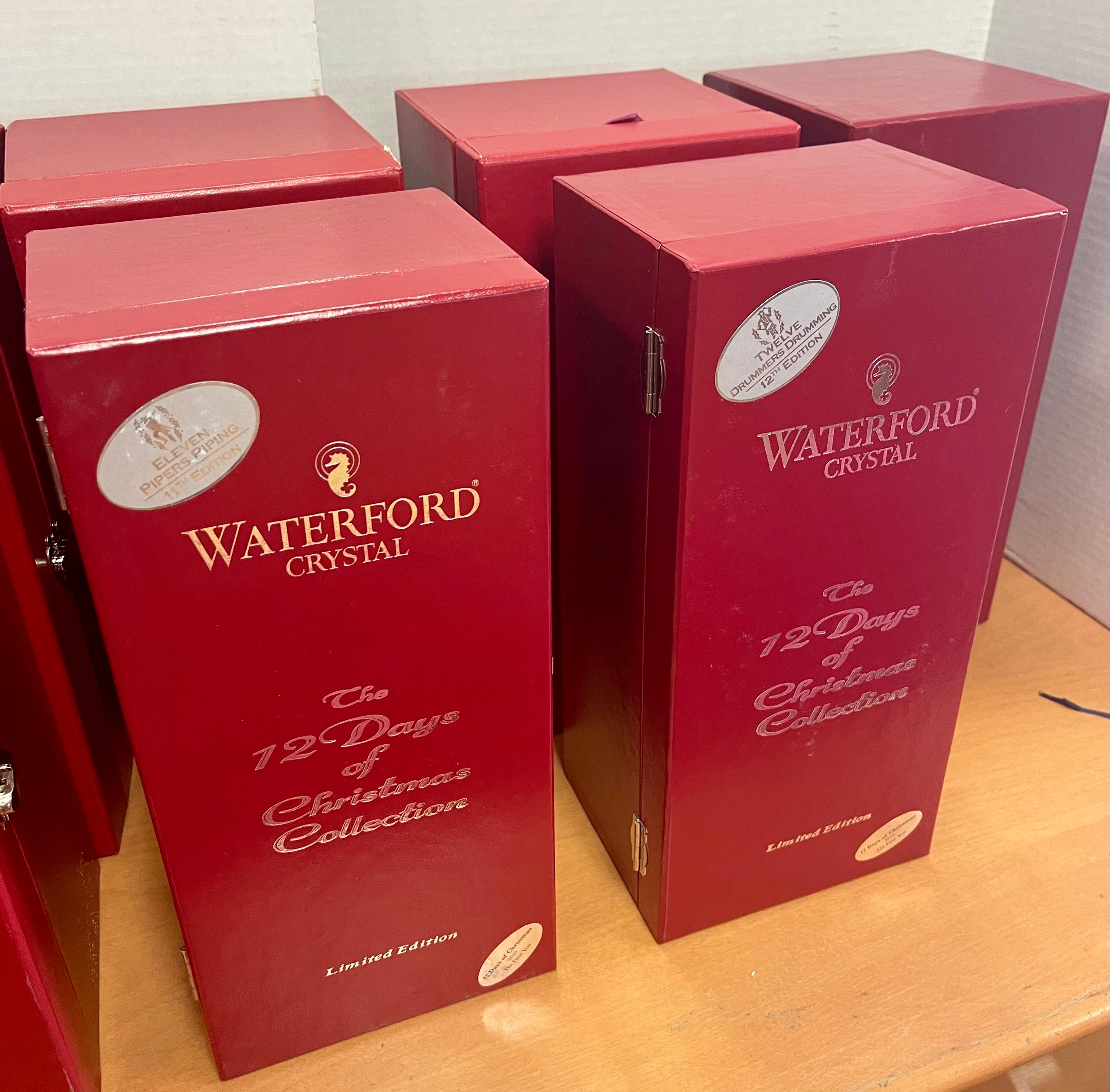 Waterford Crystal Rare Twelve Days of Christmas Full Set of Crystal Flutes In Good Condition In West Hartford, CT