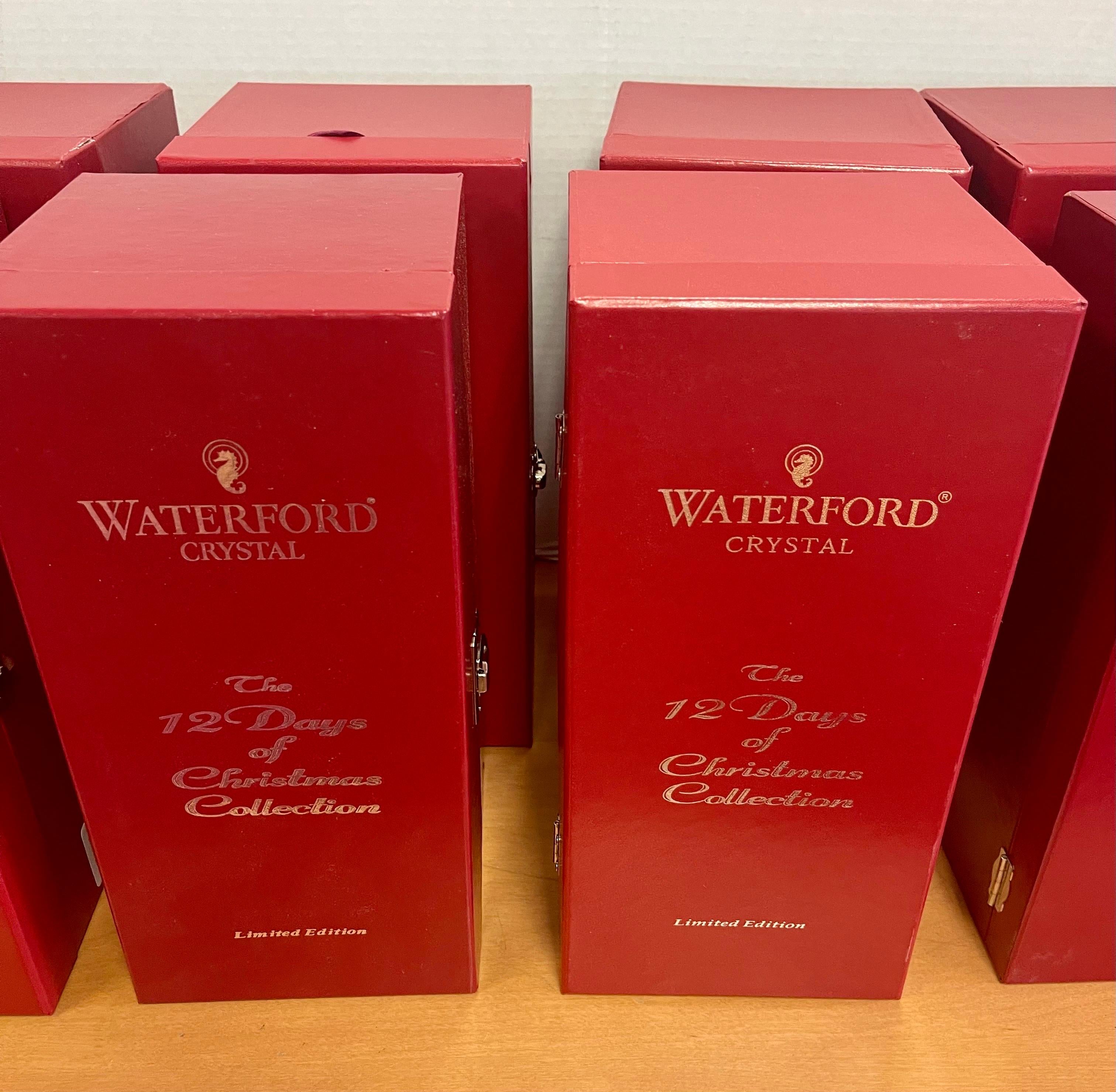 Contemporary Waterford Crystal Rare Twelve Days of Christmas Full Set of Crystal Flutes