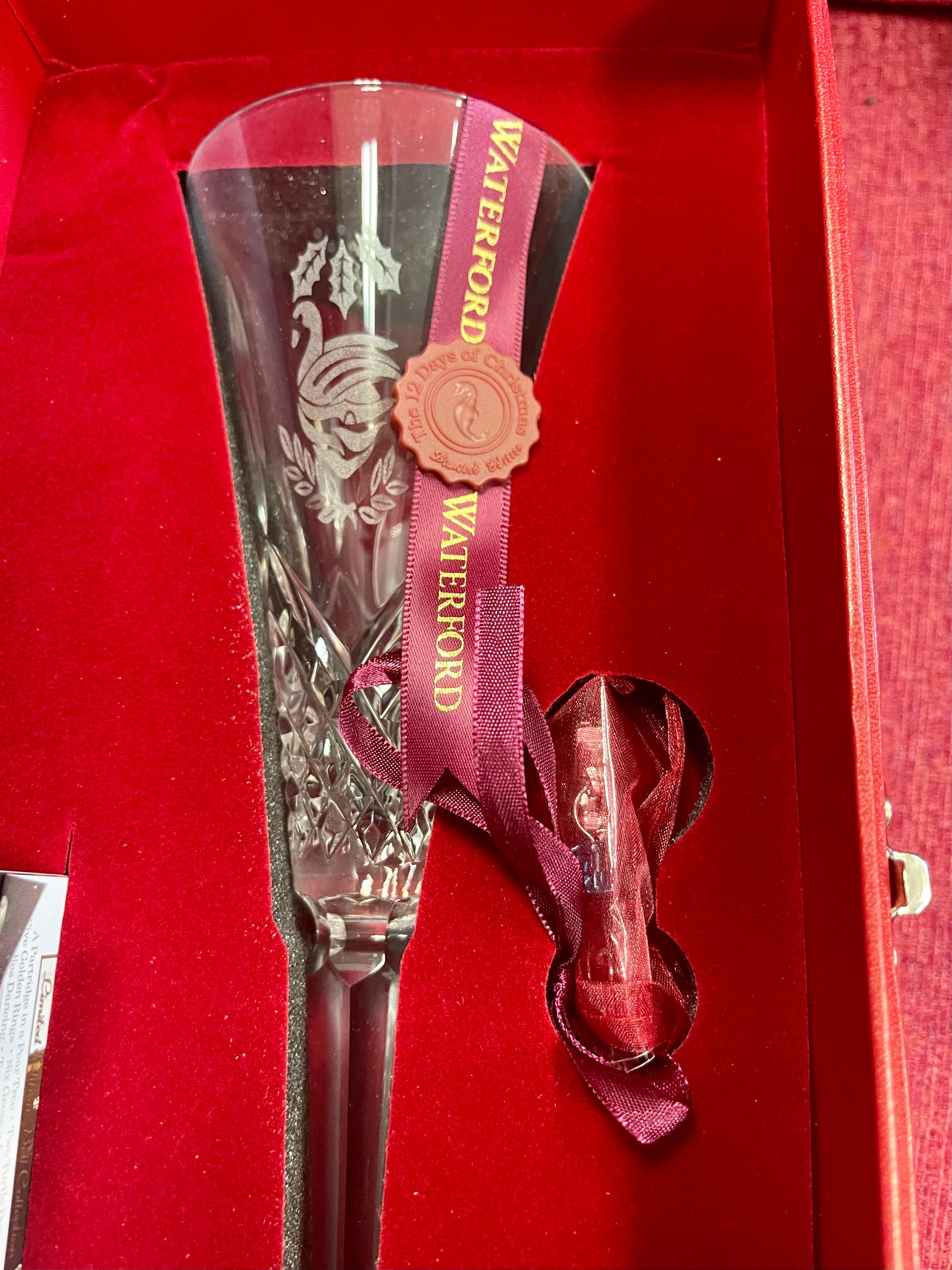 Waterford Crystal Rare Twelve Days of Christmas Full Set of Crystal Flutes 1