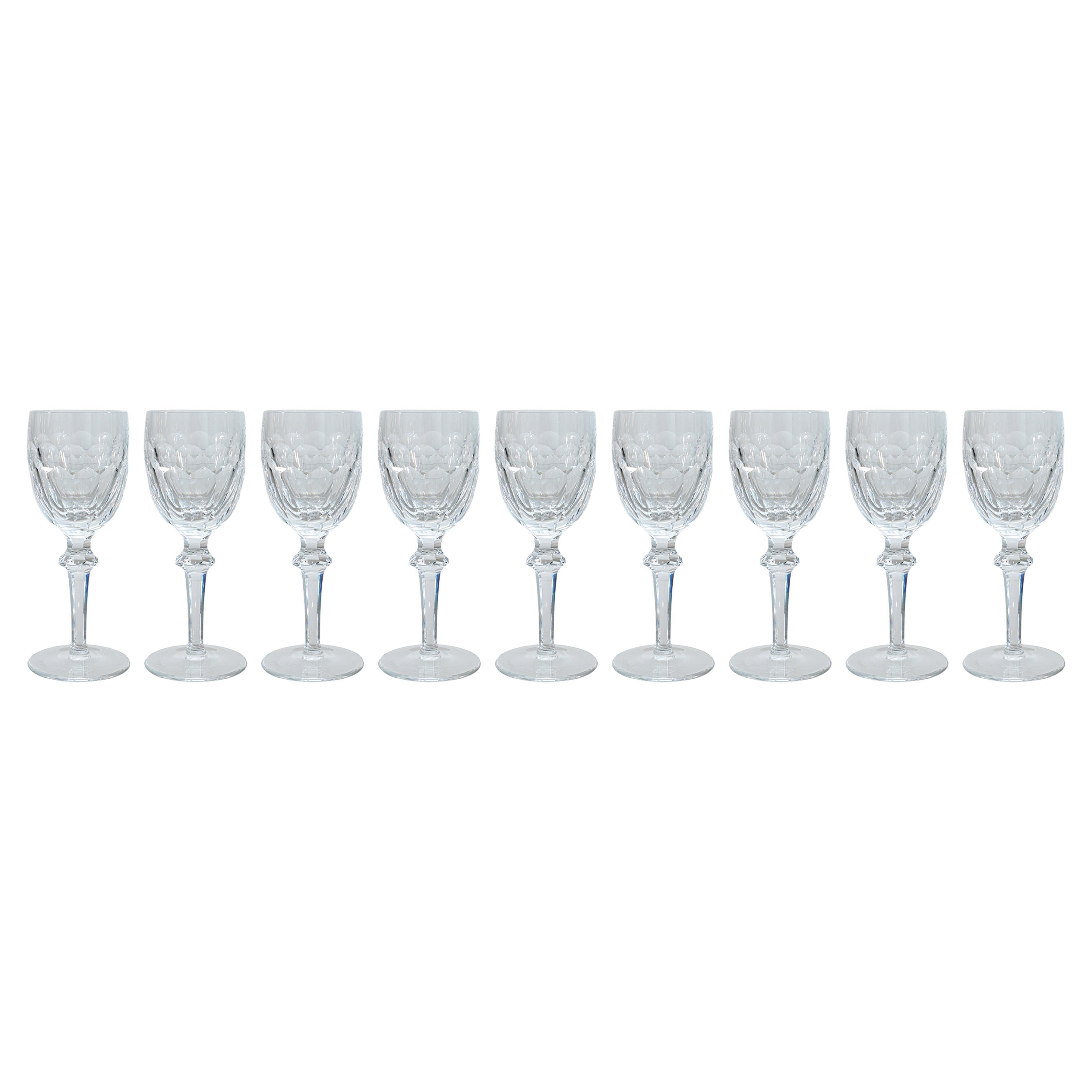 Juego de 9 copas de vino de cristal modernista Waterford Crystal