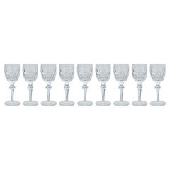 Juego de 9 copas de vino de cristal modernista Waterford Crystal