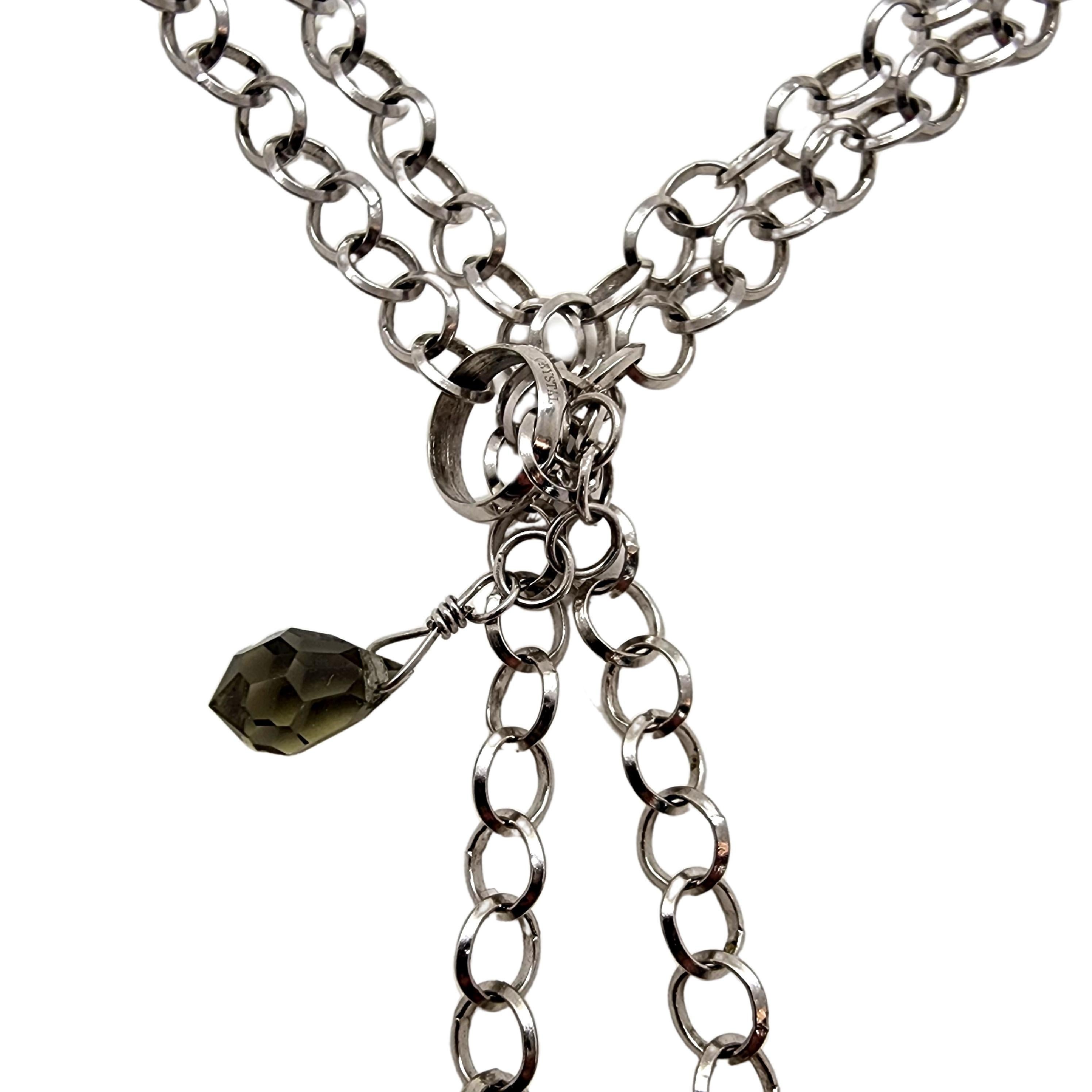 Waterford Crystal Sterling Silber Schal Stil Halskette mit Box #13450 (Rundschliff) im Angebot