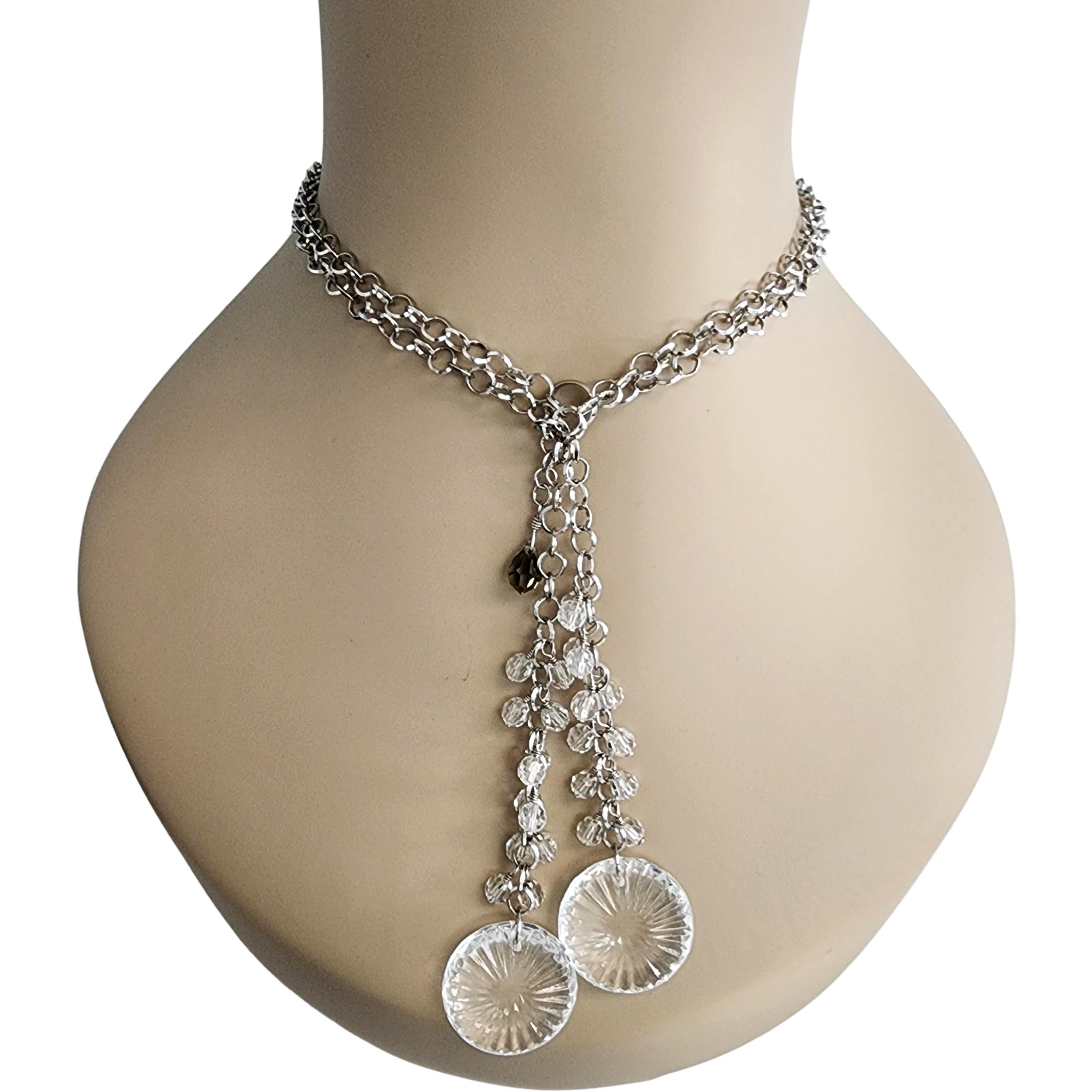 Waterford Crystal Sterling Silber Schal Stil Halskette mit Box #13450 im Angebot 2