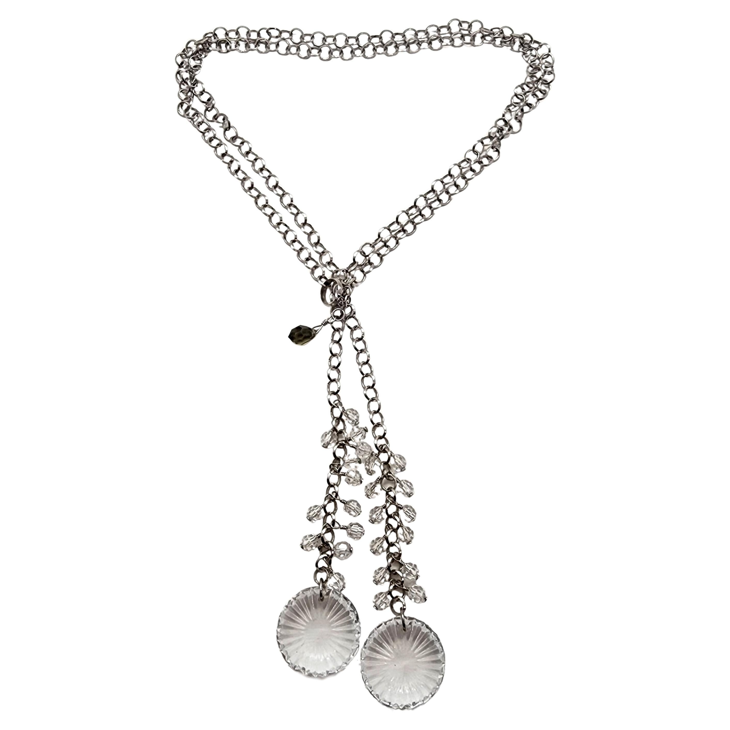 Waterford Crystal Sterling Silber Schal Stil Halskette mit Box #13450 im Angebot