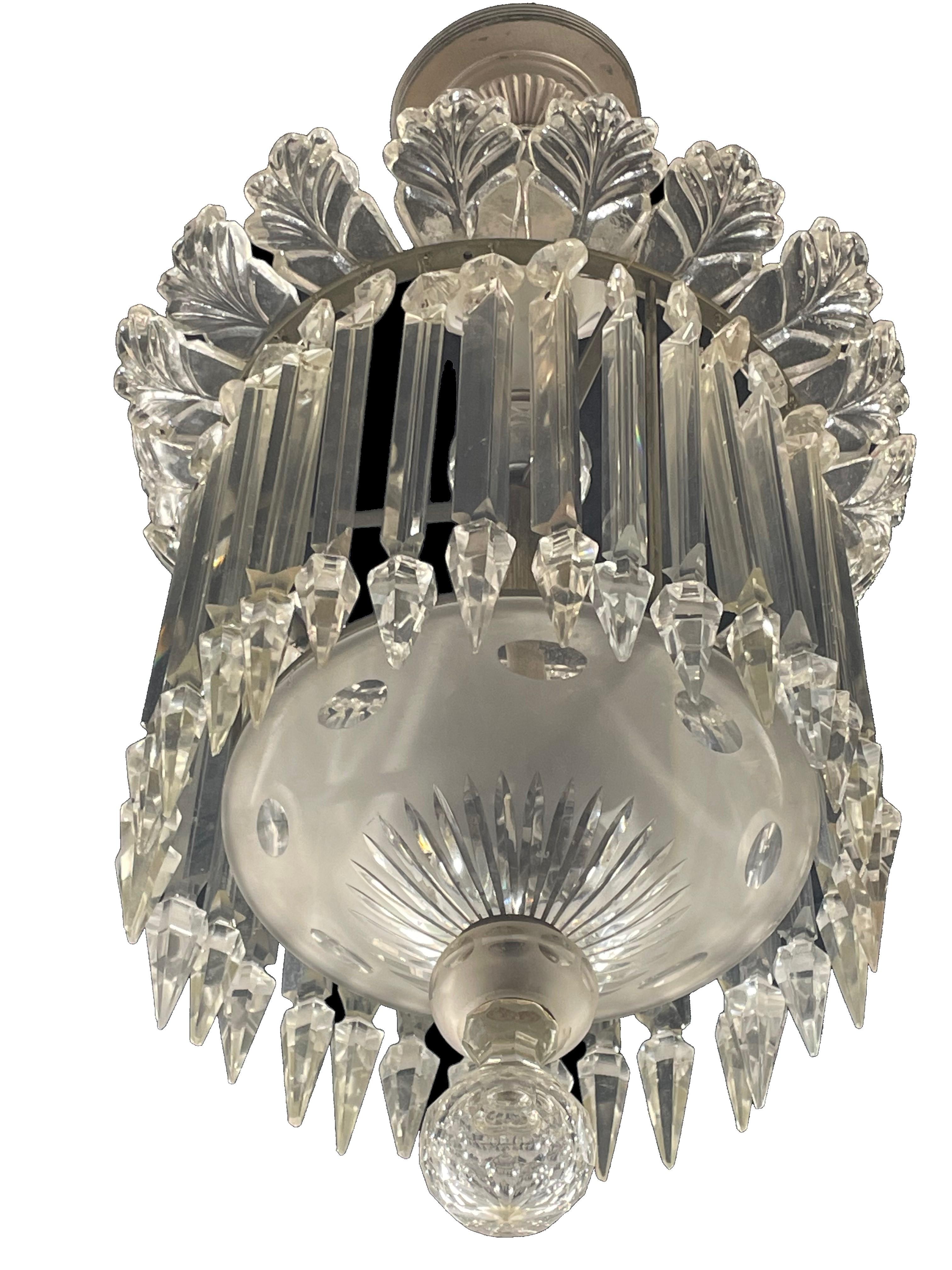 Waterford Crystal Upside Down Layered Chandelier In Good Condition For Sale In West Palm Beach, FL