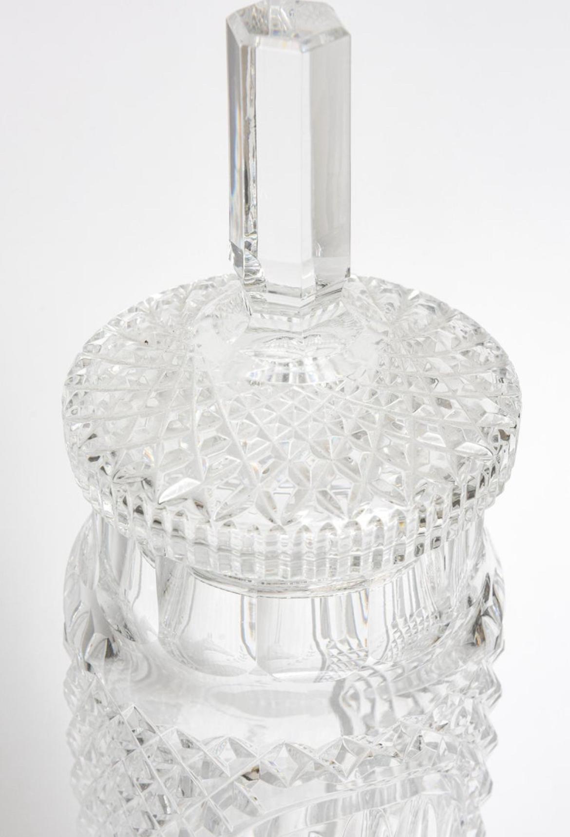 Waterford Cut Crystal Horse Racing Tall Jar Trophy Award In Good Condition For Sale In Miami Beach, FL
