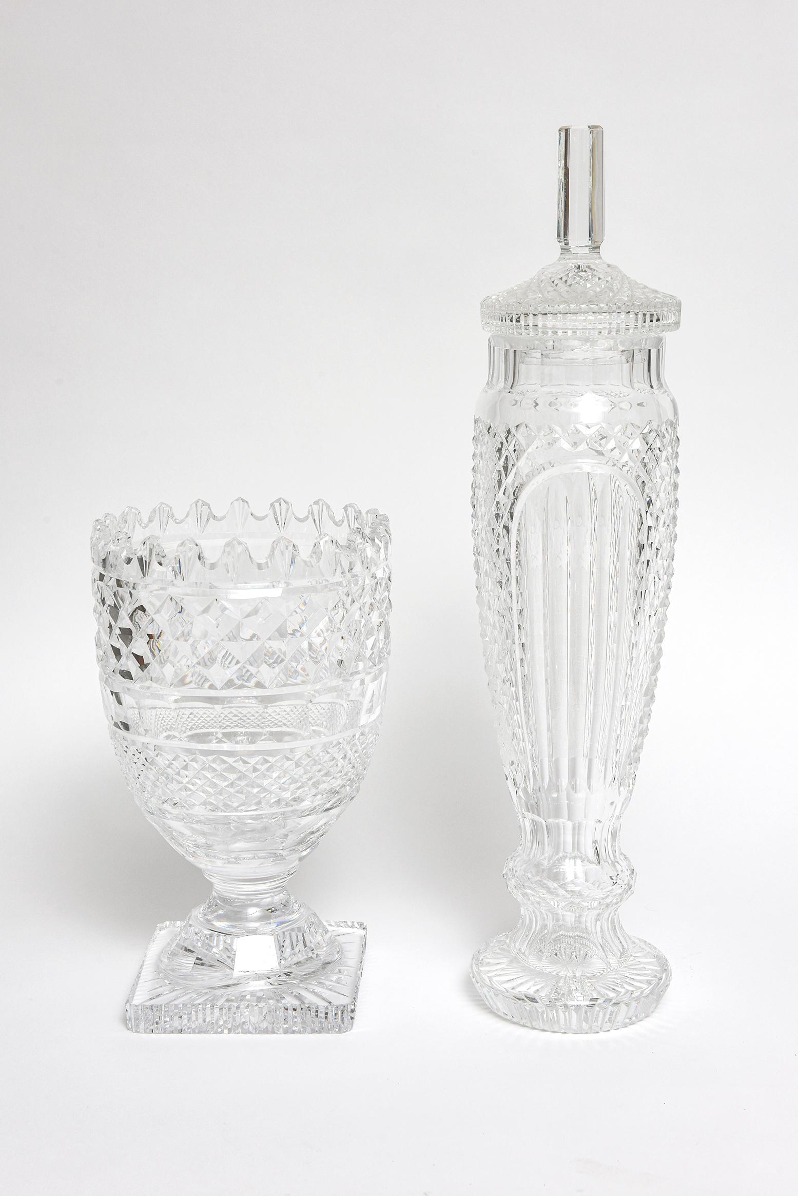 Waterford Cut Crystal Horse Racing Vase and Jar Trophy Awards Group of 4 3