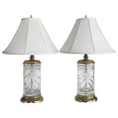 Lampade "Overture" di Waterford Crystal, ottone lucidato, paralumi, coppia
