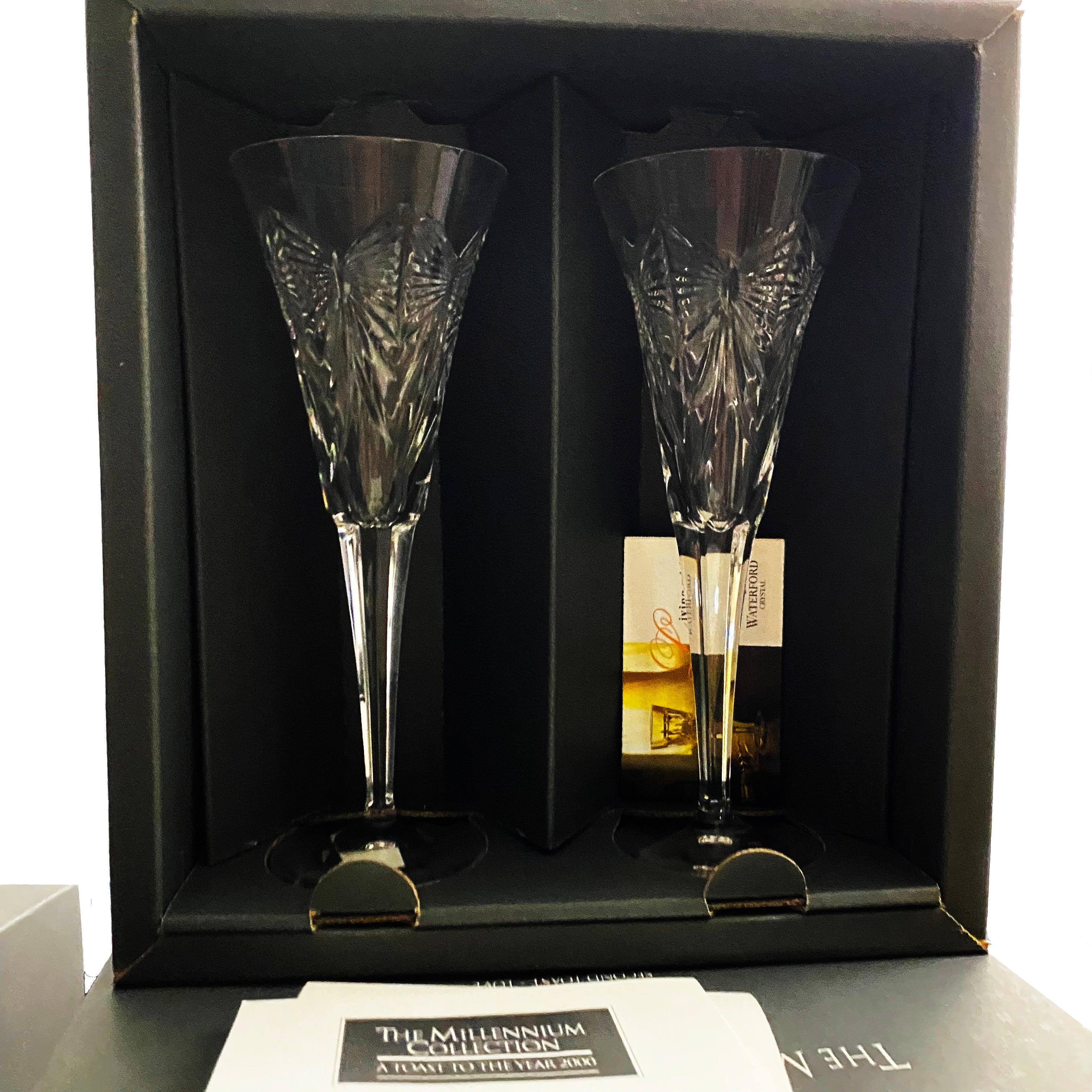 Wasserford HAPPINESS Kristall Millennium Champagner Toasting Flute hergestellt in Deutschland  im Angebot 2
