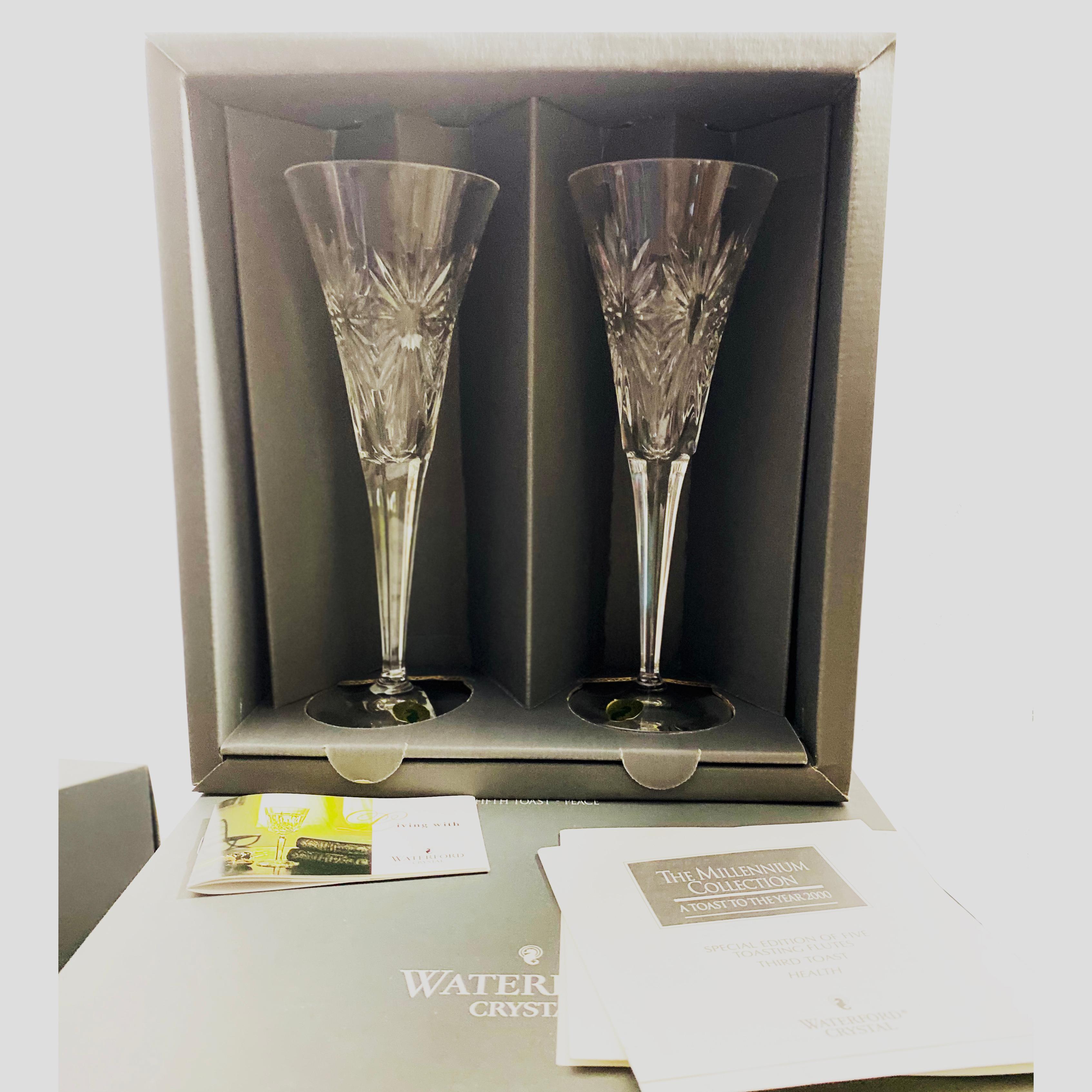 perfect for a 21st Pair of crystal wine glasses Millennium 2000 
