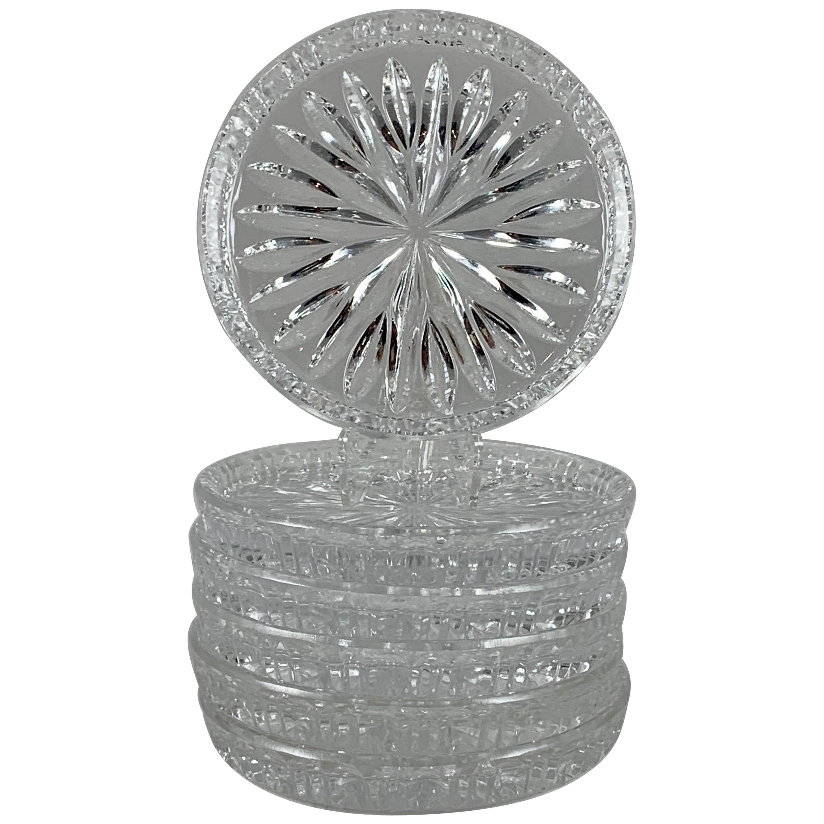 Waterford Lead Crystal Star Cut Colorless Drink Coasters, Set of Six