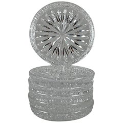 Vintage Waterford Lead Crystal Star Cut Colorless Drink Coasters, Set of Six