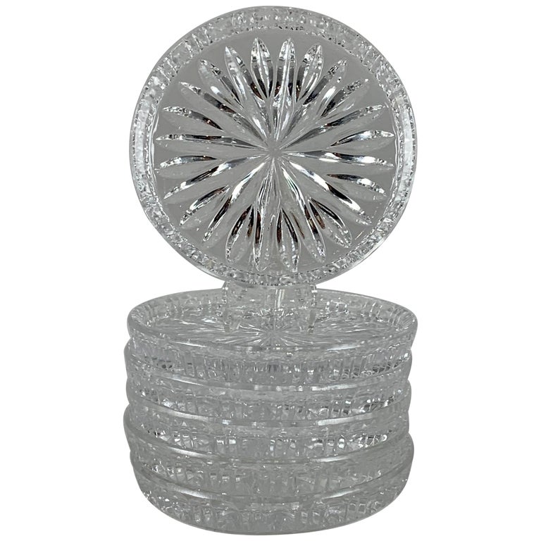 Waterford Lead Crystal Star Cut Colorless Drink Coasters Set of