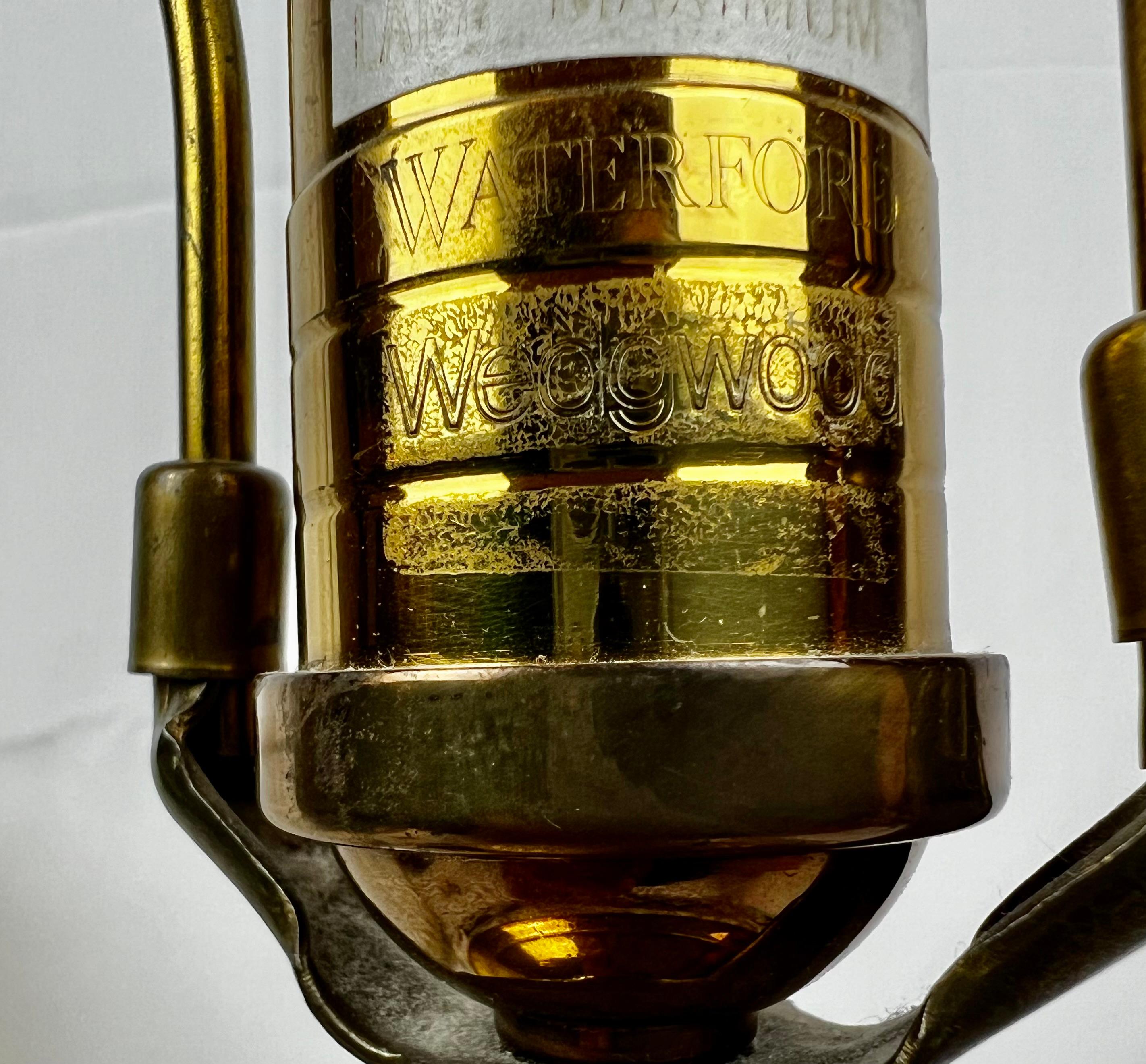 Late 20th Century Waterford “Lismore” Round Cut Crystal Table Lamp-Customized Shade, Brass Base For Sale