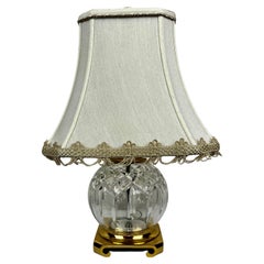 Used Waterford “Lismore” Round Cut Crystal Table Lamp-Customized Shade, Brass Base