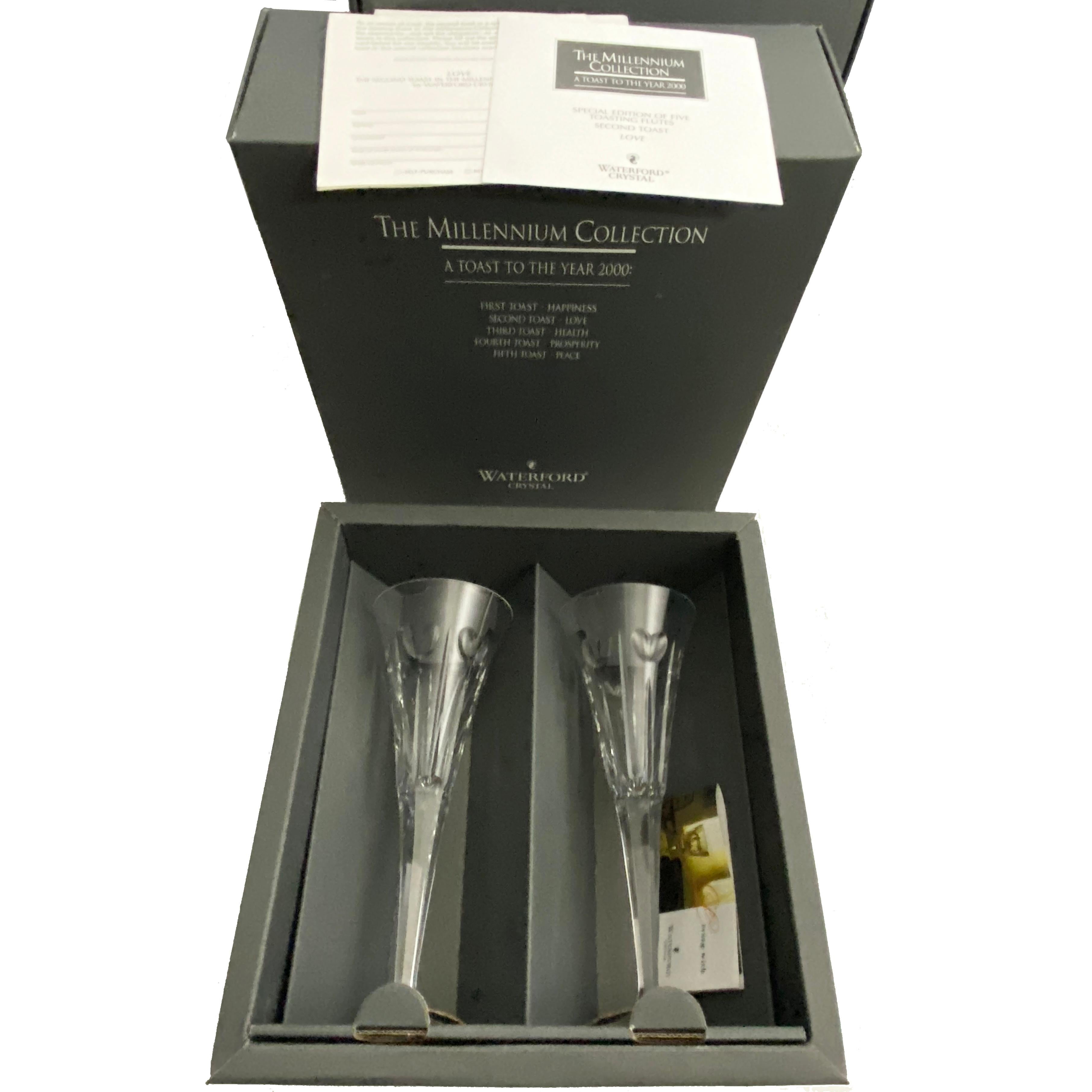 waterford crystal millennium collection love toasting flutes