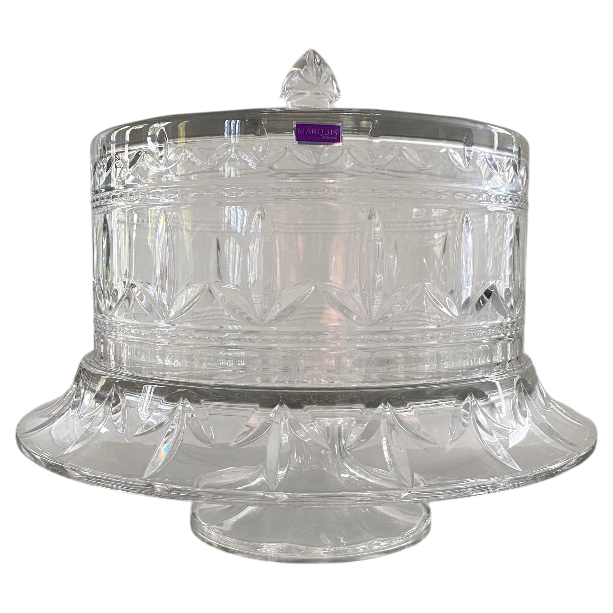 Waterford Marquis Finley 3-in-1 Crystal Cake Stand Covered Server and Punch Bowl For Sale