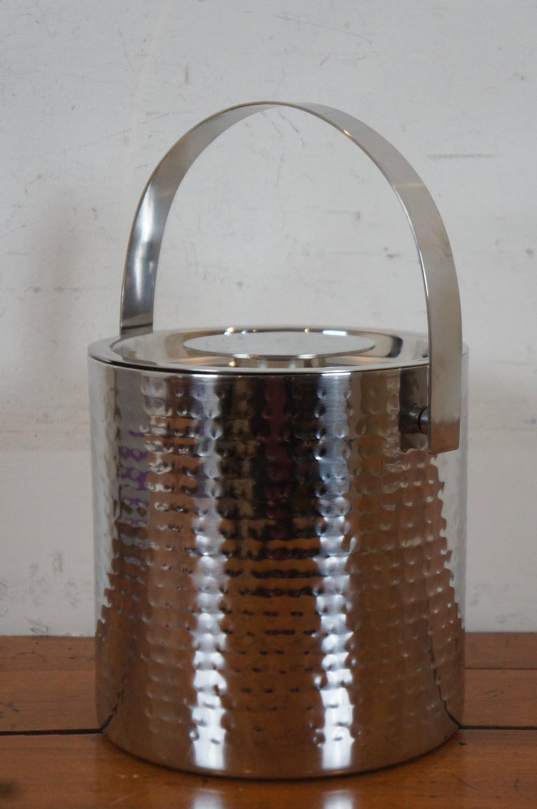Waterford Marquis Vintage Stainless Steel Hammered Ice Bucket and Tongs