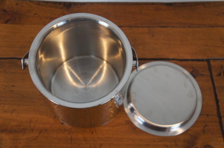 Waterford Marquis Vintage Stainless Steel Hammered Ice Bucket and Tongs
