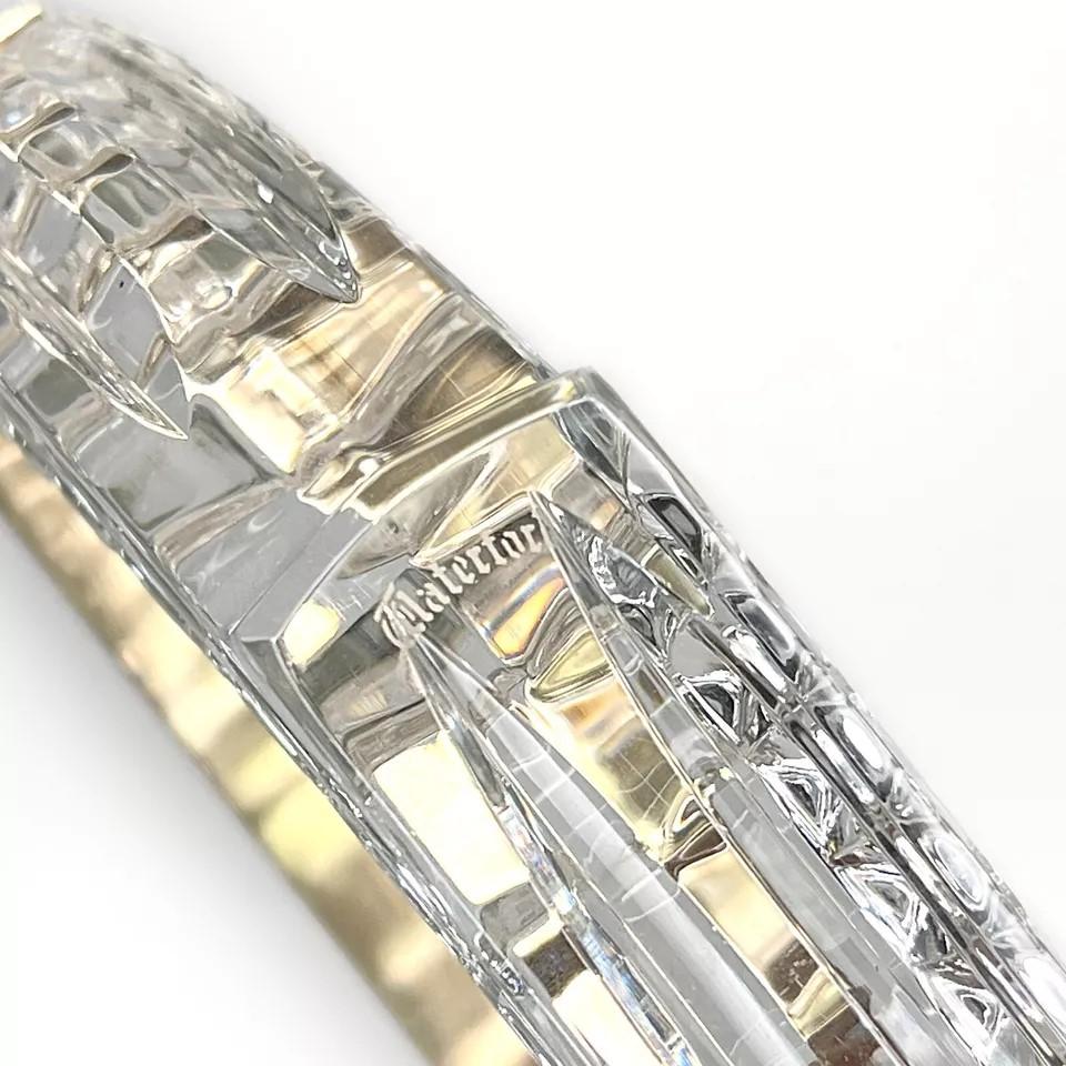 American Waterford Menorah Crystal Glass and Polished Brass Hanukkah Judaica