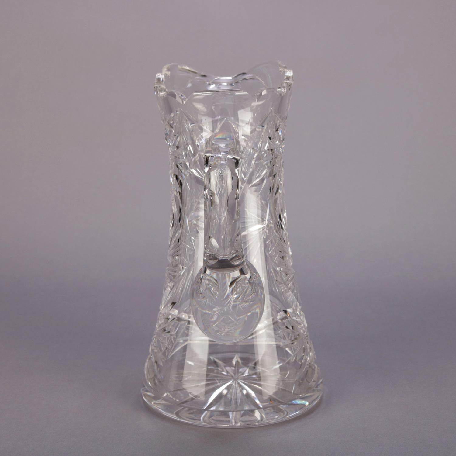 Waterford School American Brilliant Cut Crystal Pinwheel Water Pitcher In Good Condition In Big Flats, NY