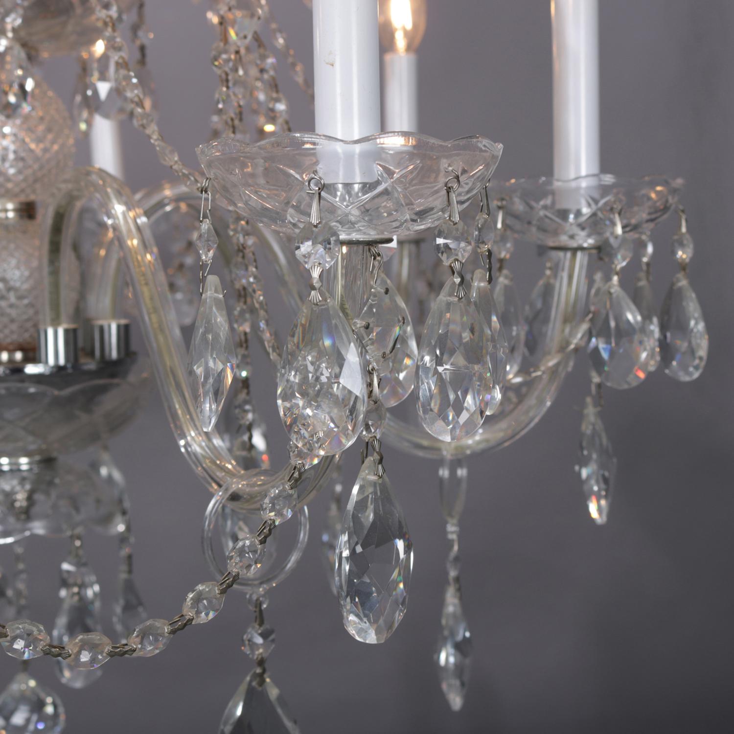 Waterford School French Style 12-Light Tiered Branch Crystal Chandelier In Good Condition In Big Flats, NY