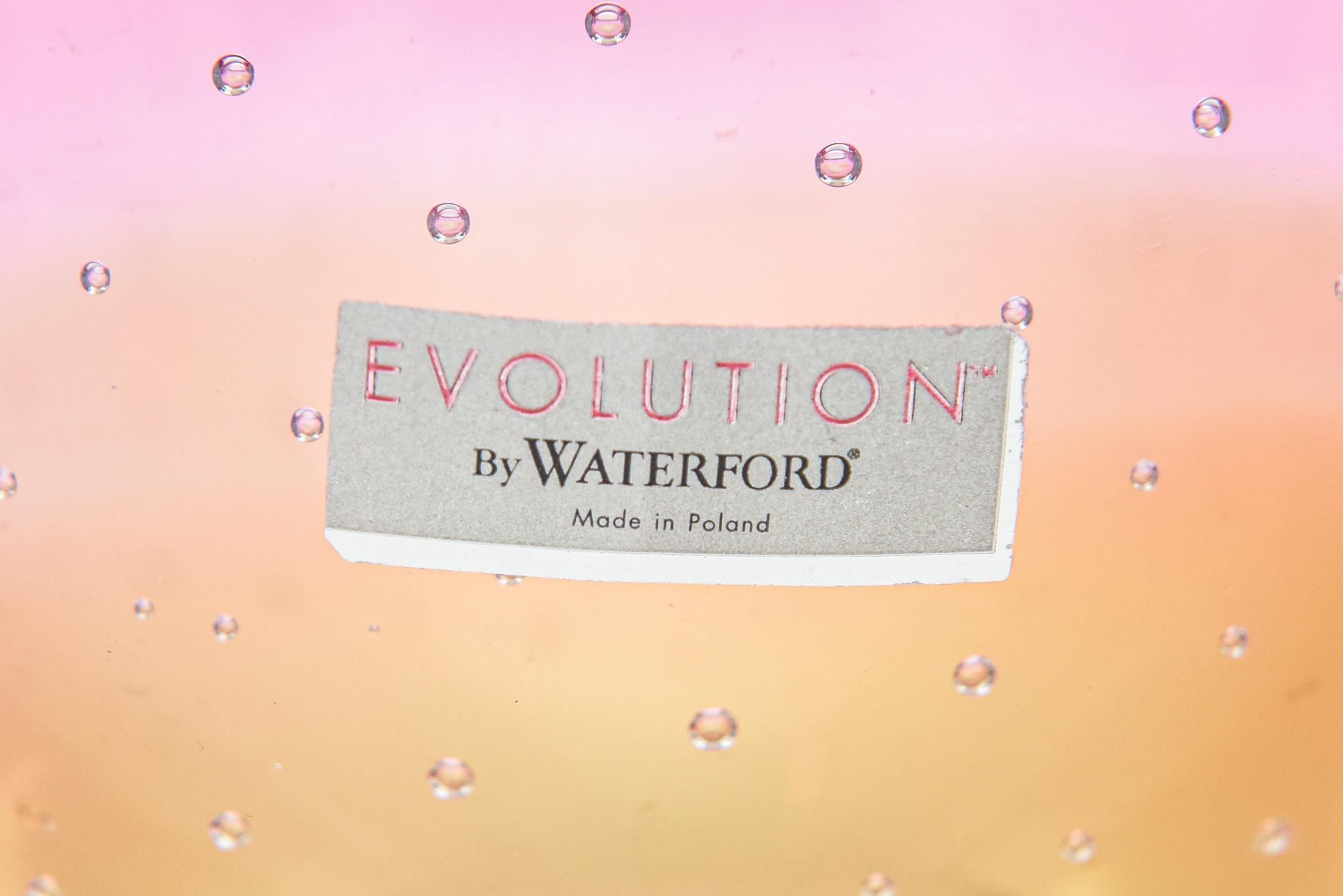 Vase en cristal Waterford signé Evolution avec rose canneberge, ambre, transparent en vente 5