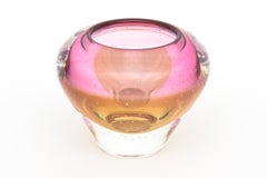Vase en cristal Waterford signé Evolution avec rose canneberge, ambre, transparent