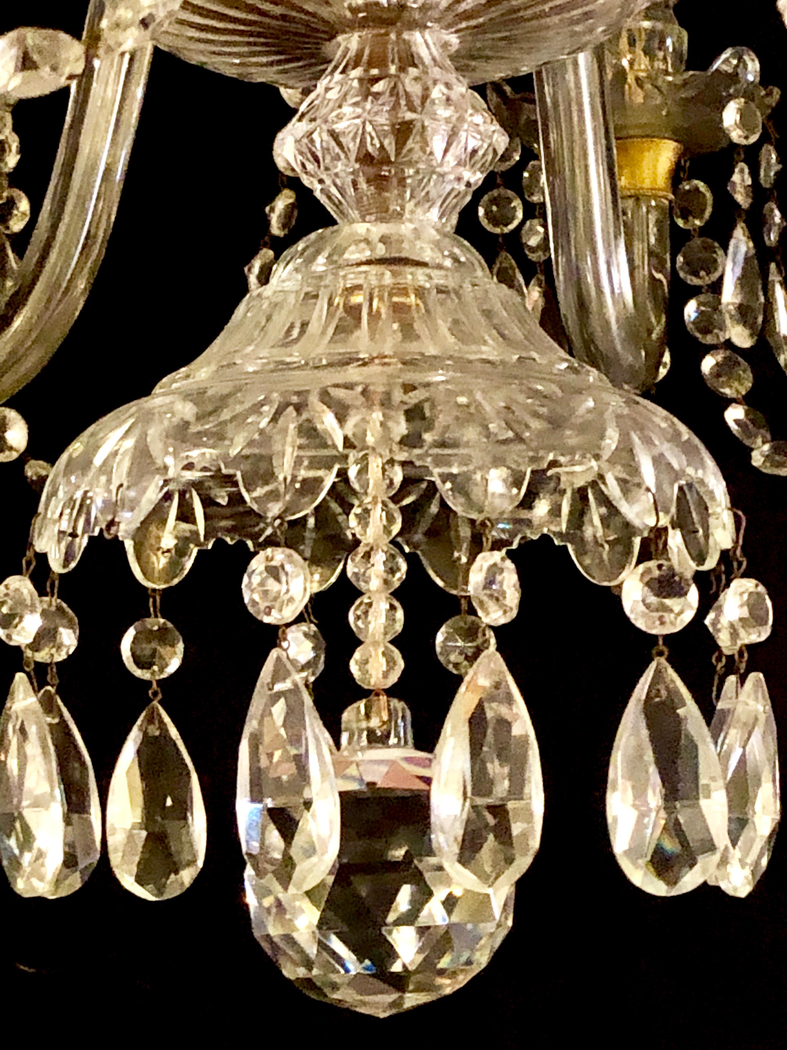 Waterford Style 1940 Cut Crystal Chandelier with Palatial Center Column Sphere 6