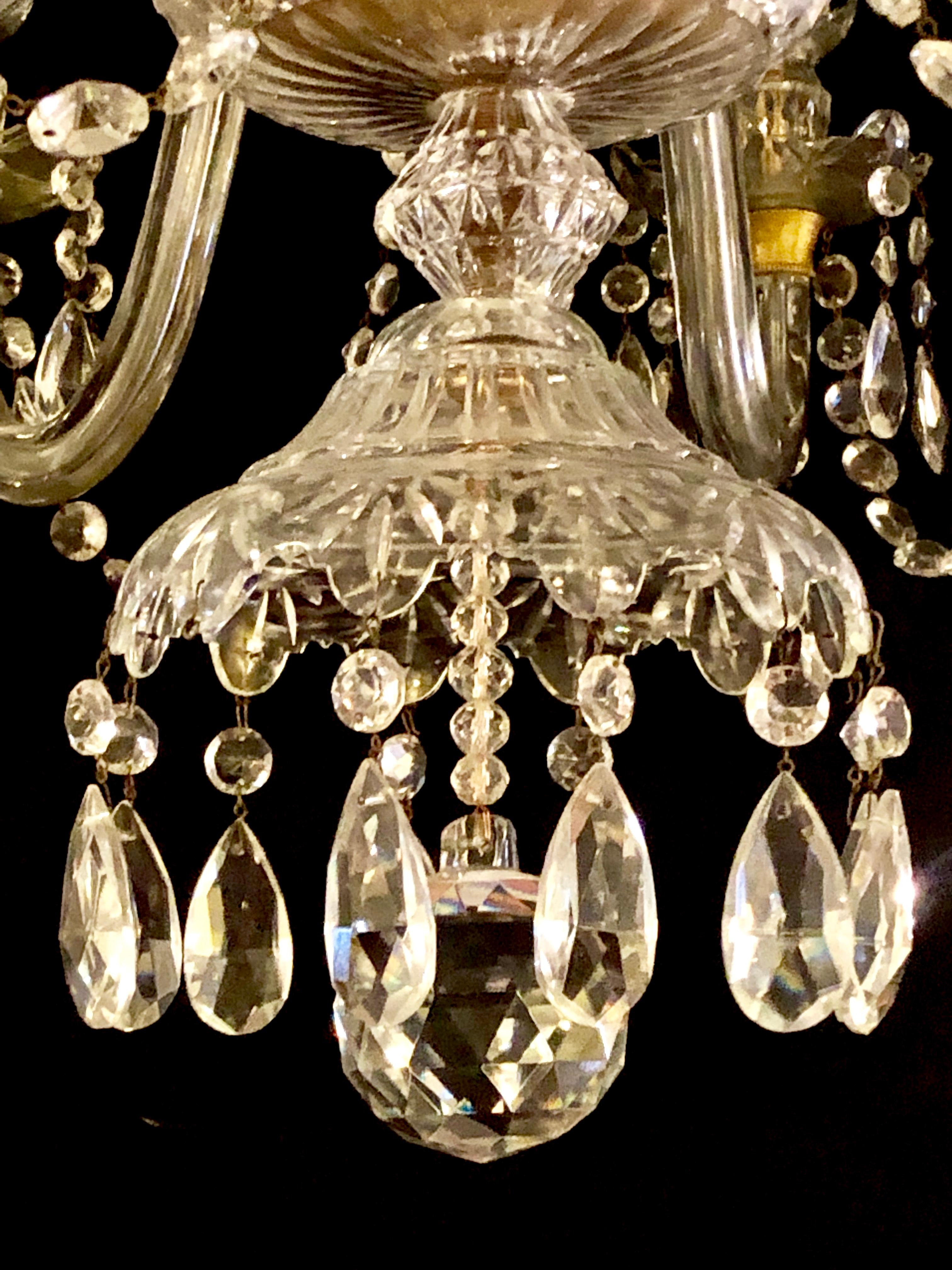 Waterford Style 1940 Cut Crystal Chandelier with Palatial Center Column Sphere 7