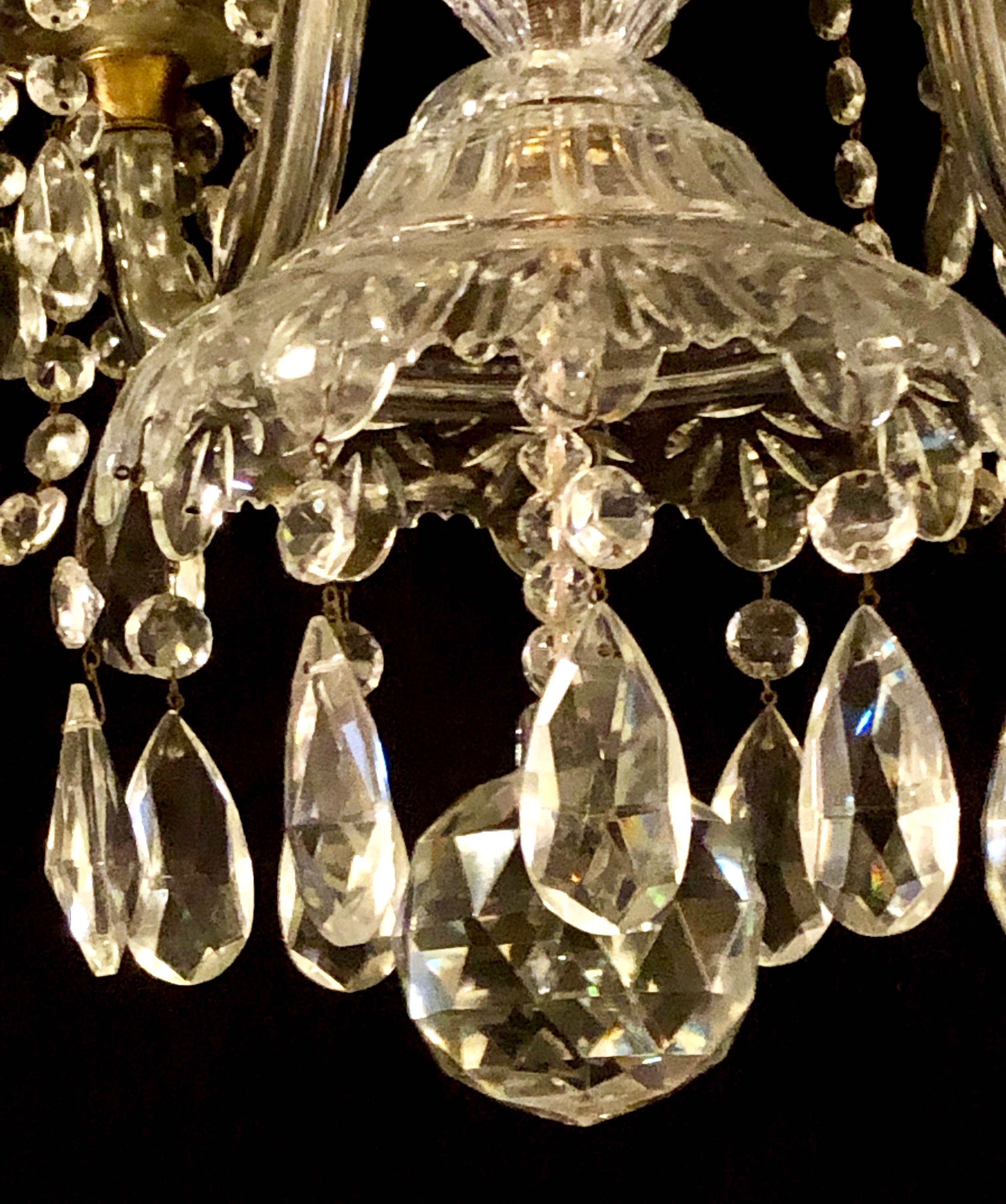 Waterford Style 1940 Cut Crystal Chandelier with Palatial Center Column Sphere 2