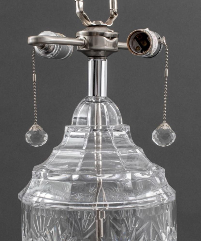 Waterford Style Classical Revival Cut Crystal Lamp In Good Condition For Sale In New York, NY