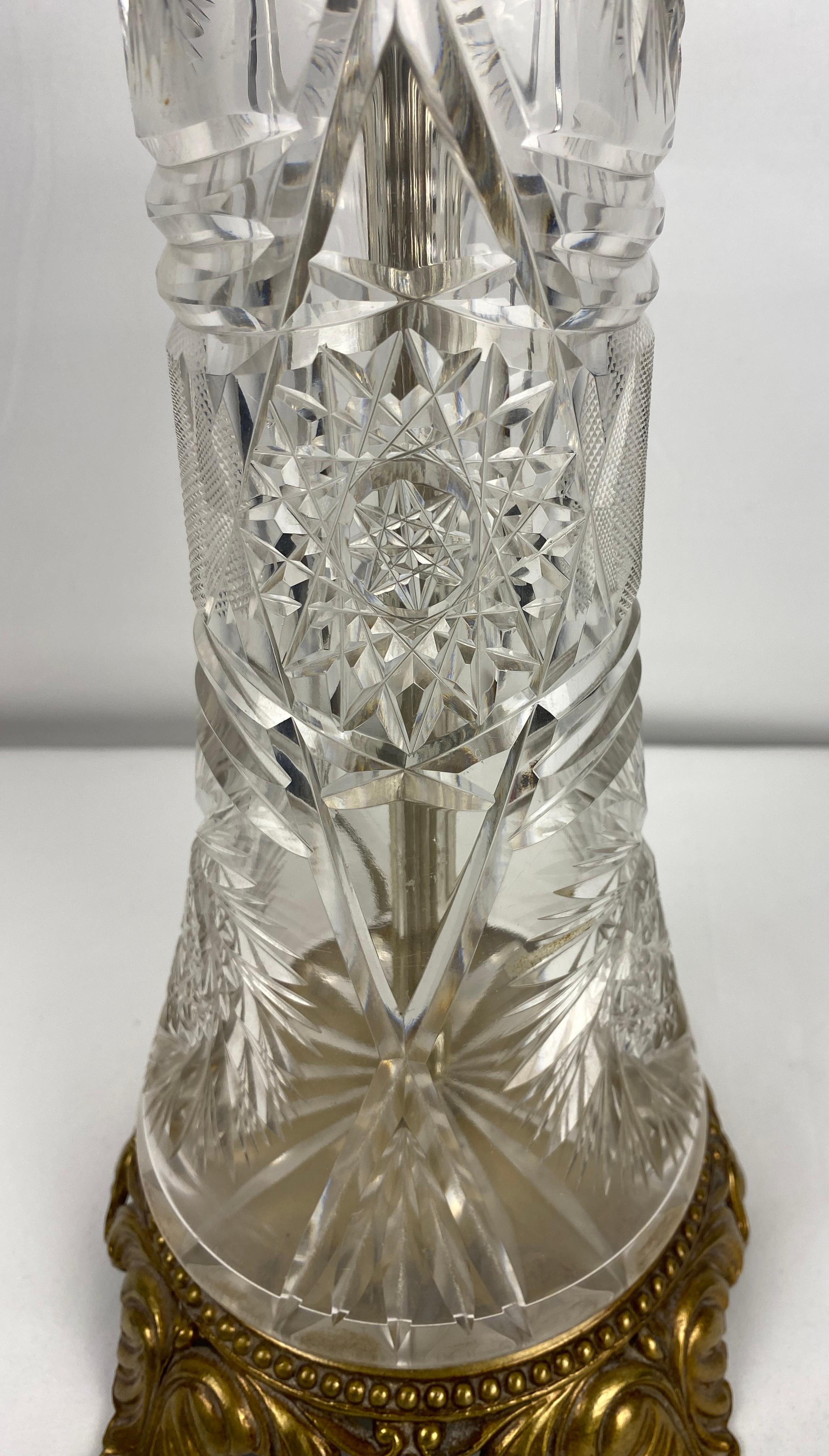 Northern Irish Waterford Style Crystal Table Lamp For Sale