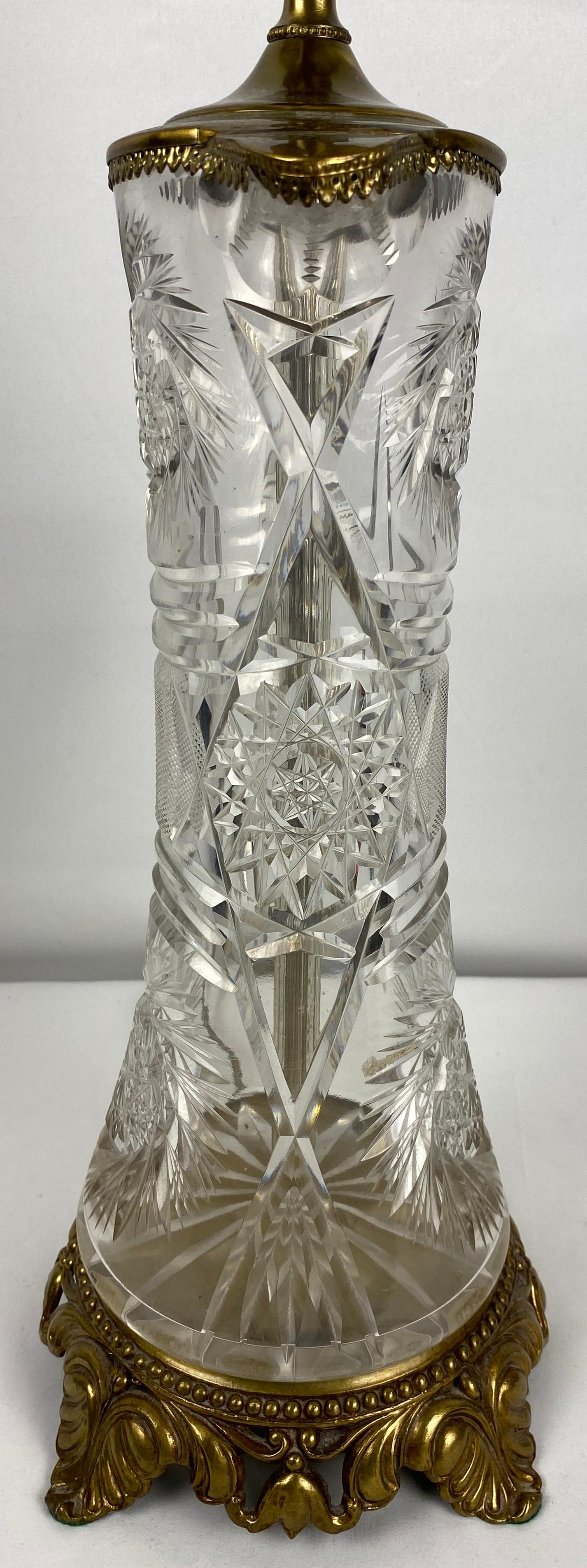 Waterford Style Crystal Table Lamp In Good Condition For Sale In Miami, FL