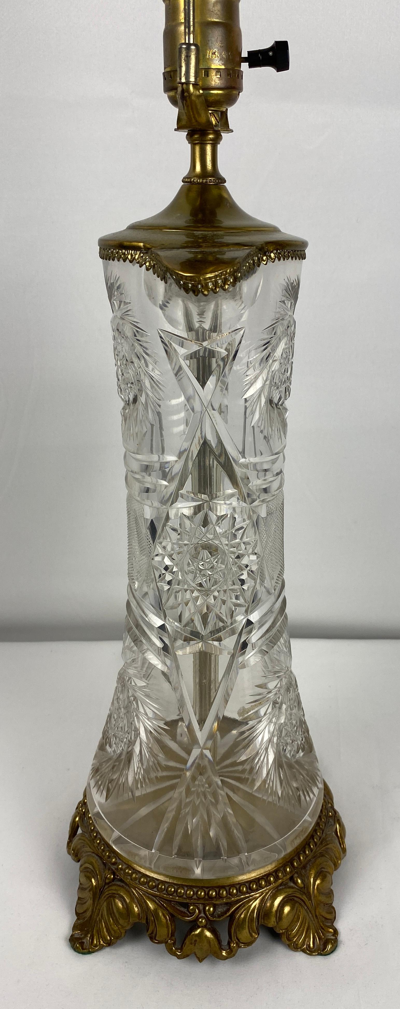 20th Century Waterford Style Crystal Table Lamp For Sale