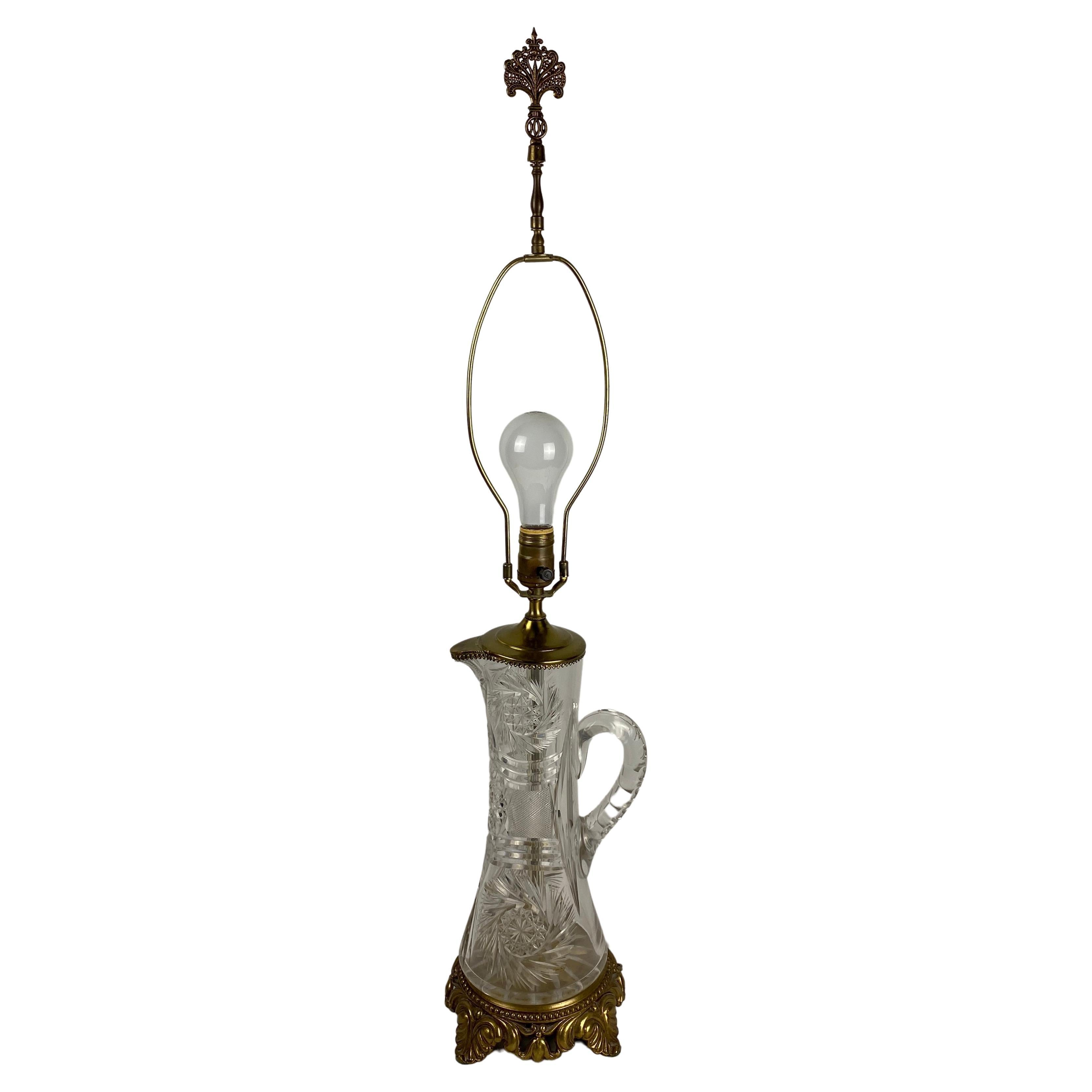 Lampe de table en cristal de style Waterford en vente