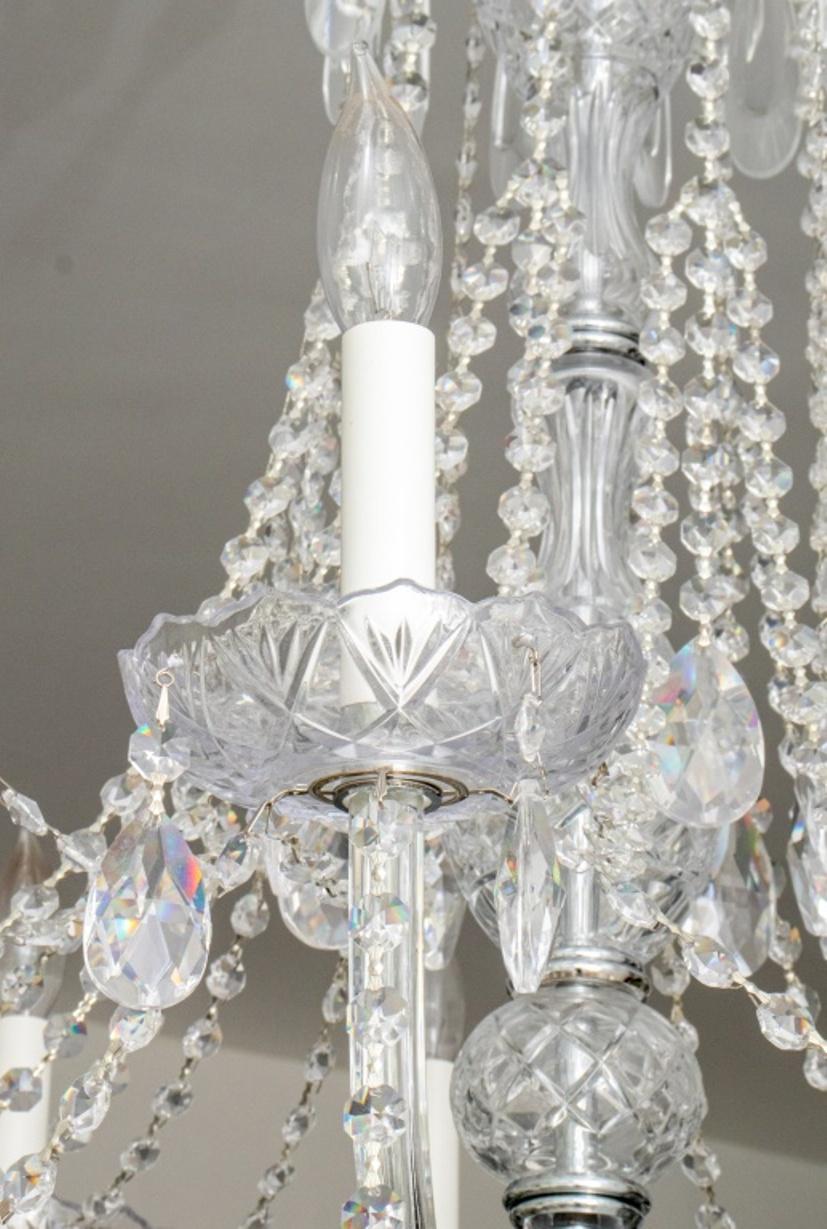 Georgian Waterford Style Large Crystal 20 Light Chandelier For Sale