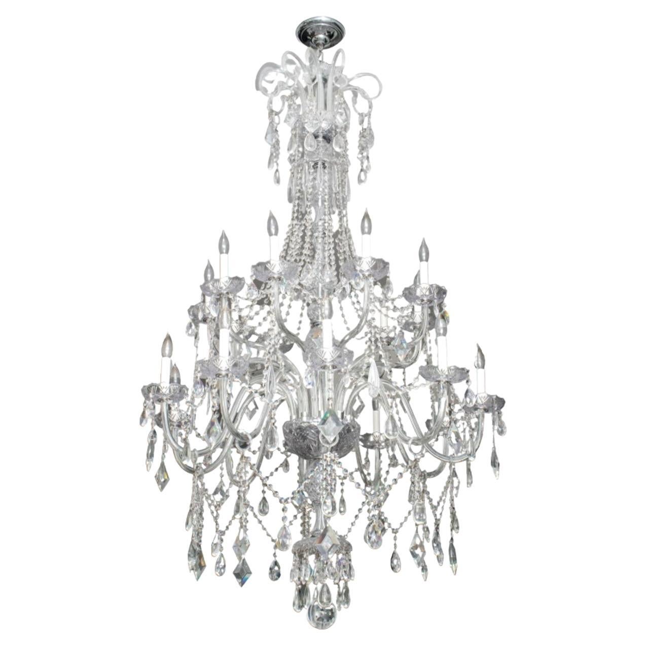 Waterford Style Large Crystal 20 Light Chandelier For Sale