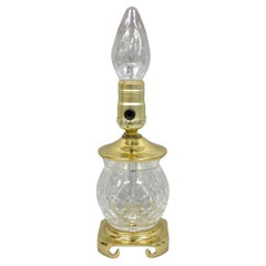 Waterford Style Small Petite Cut Glass Brass Boudoir Table Lamp by Great Creator