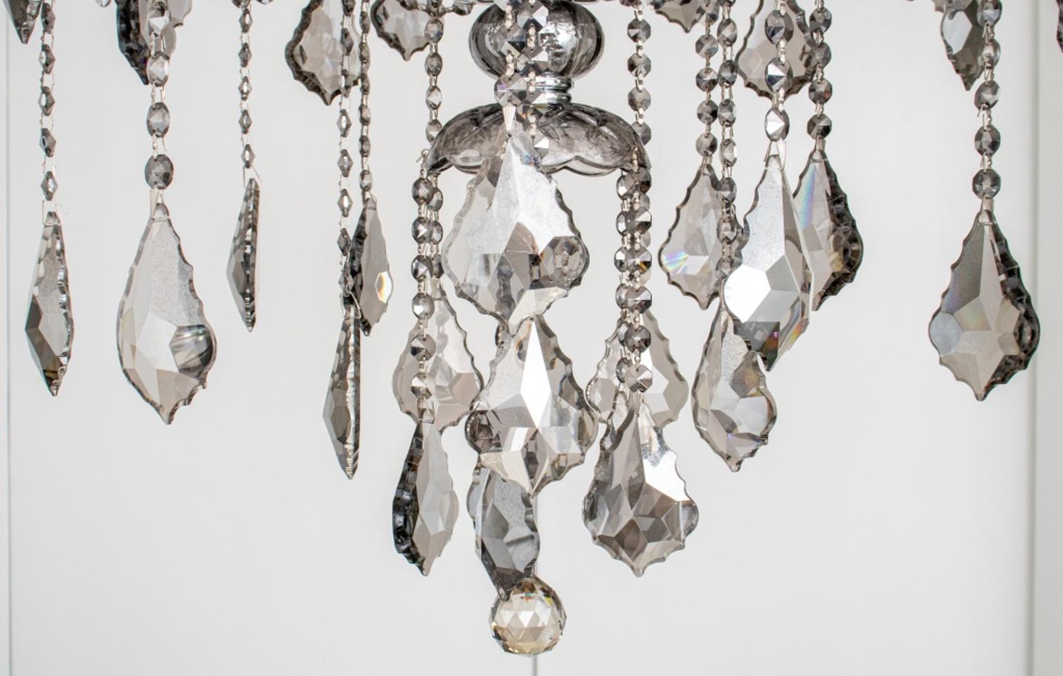 Waterford Style Smoky Crystal 20 Arm Chandelier In Good Condition In New York, NY