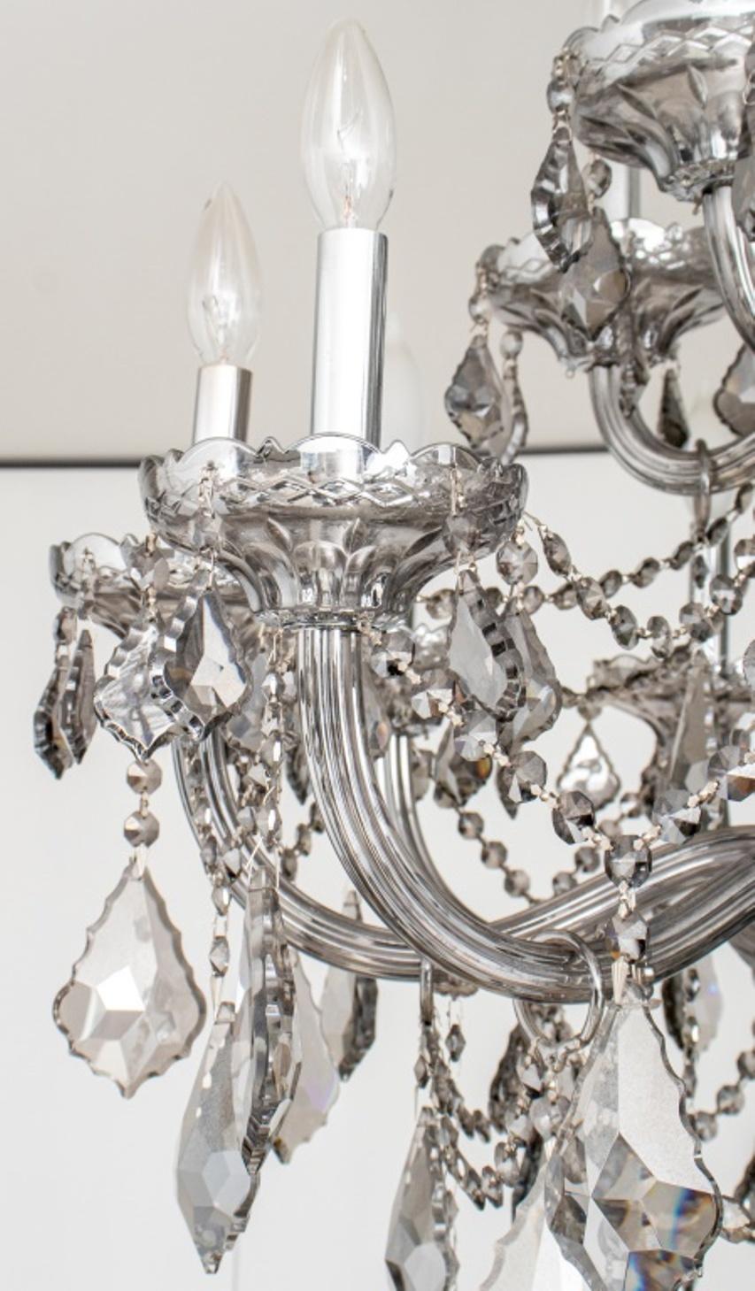 Contemporary Waterford Style Smoky Crystal 20 Arm Chandelier