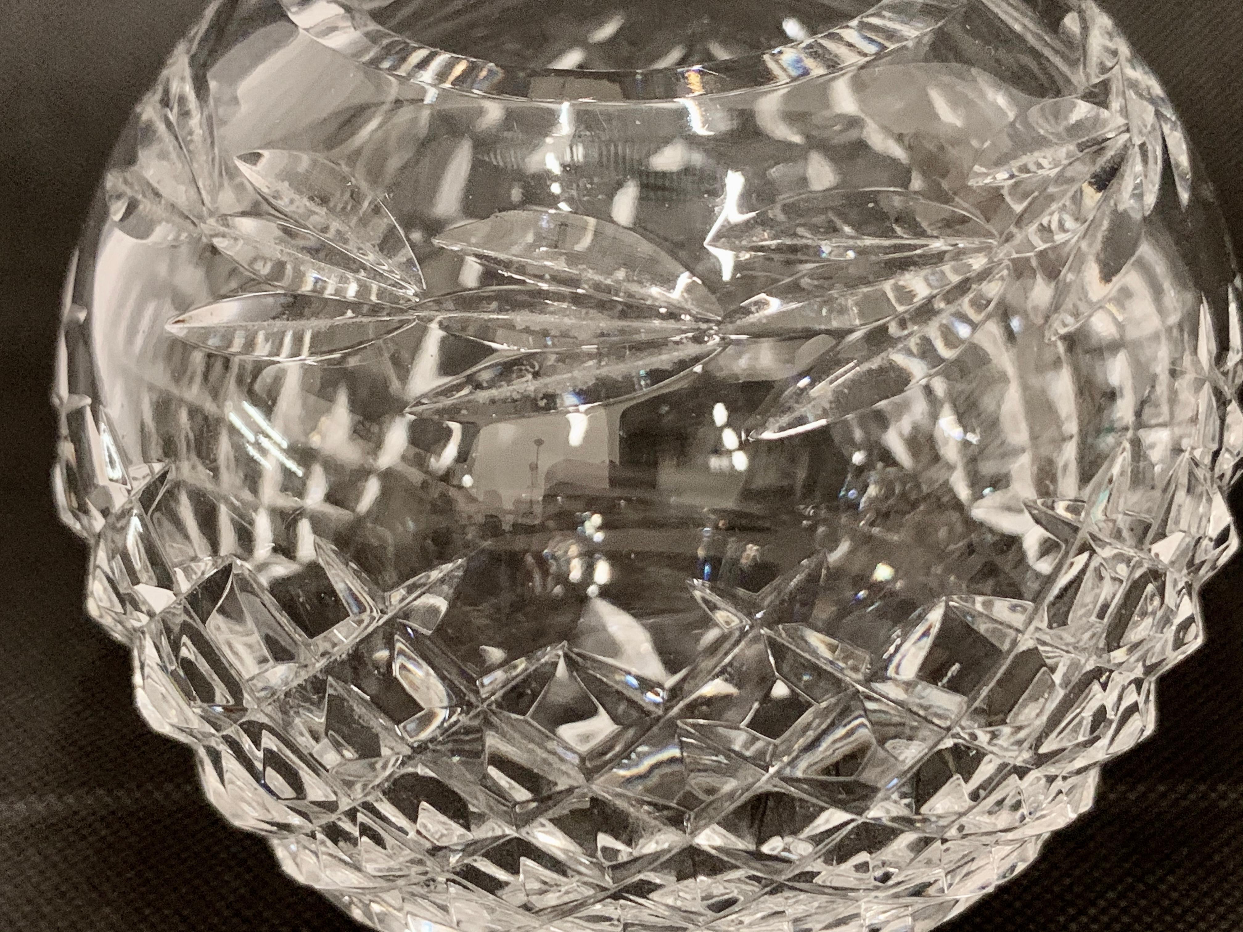 Irish Vintage Waterford Cut Lead Crystal Rose Bowl in the Glandore Pattern