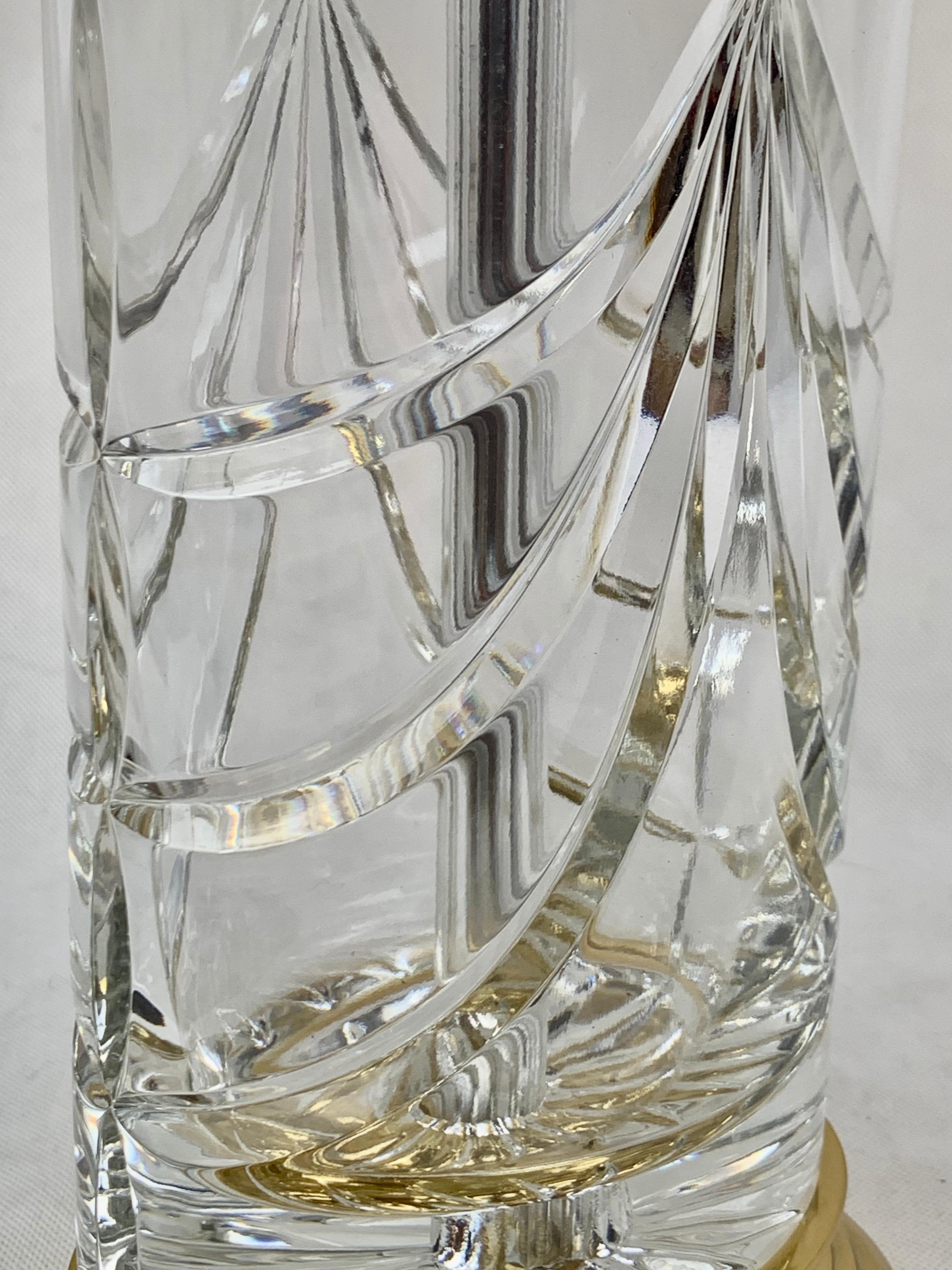 Overture Table Lamp by Waterford in Cut Crystal and Brass In Good Condition In West Palm Beach, FL