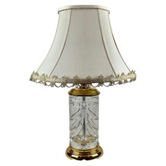 Overture Table Lamp by Waterford in Cut Crystal and Brass