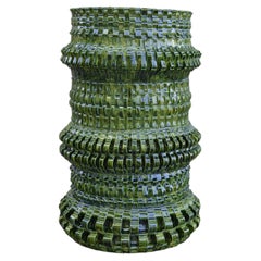 "Watering - Hole' Glazed Green Ceramic Interwoven Sculpture by Freyja Dorren