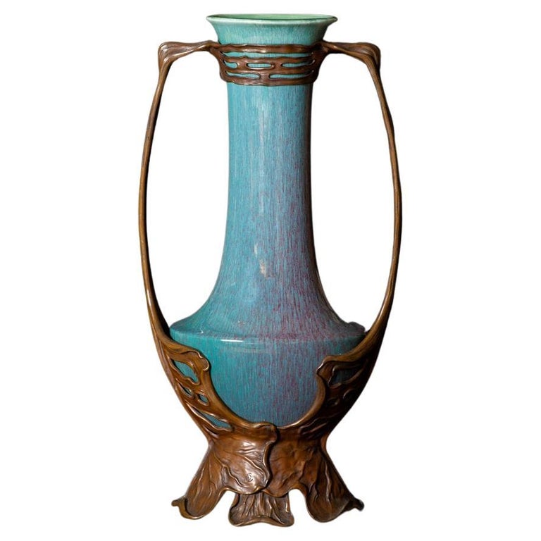 Jugendstil Porcelain Waterlily Vase in Bronze Mount by Otto Eckmann For  Sale at 1stDibs