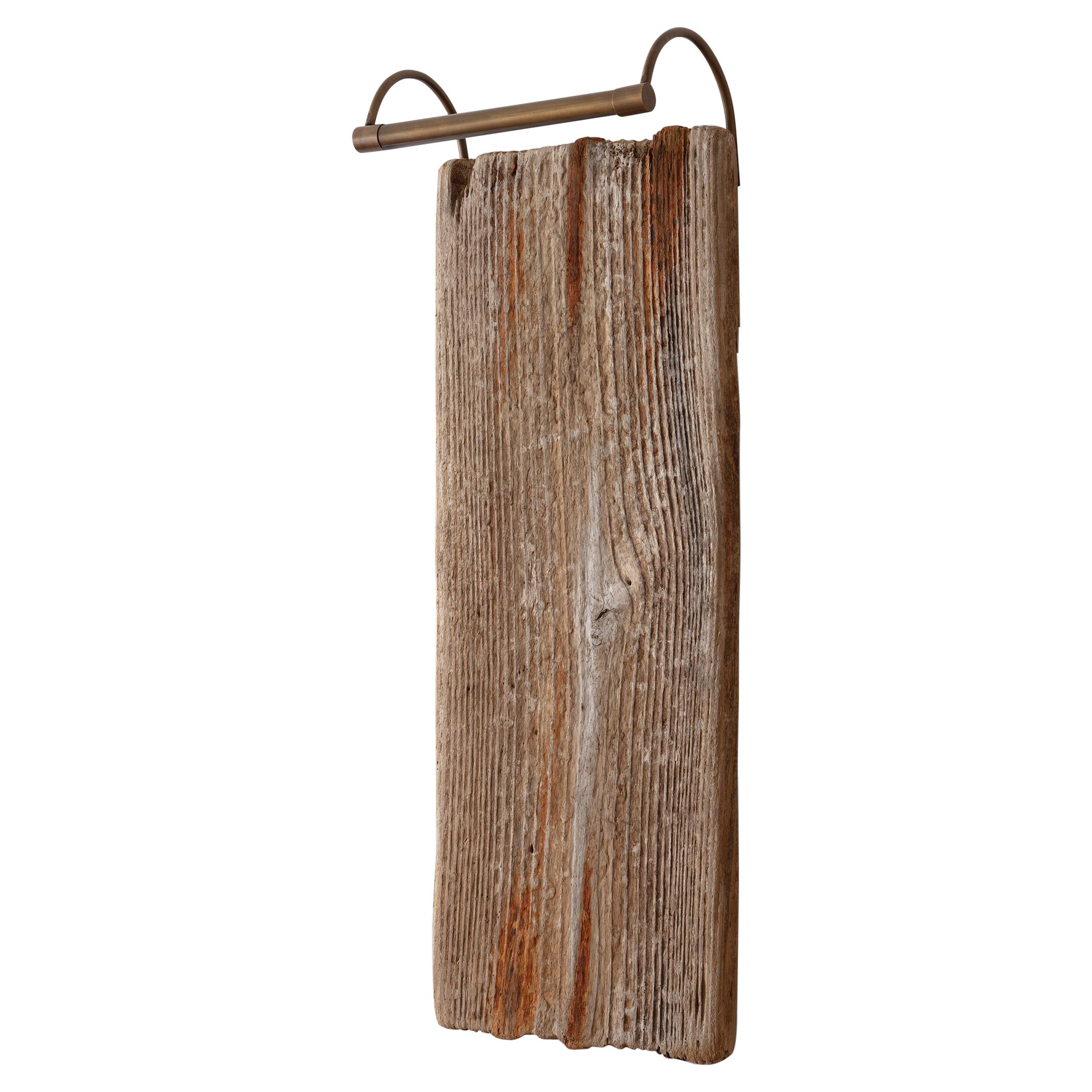 Waterlogged, Found Wooden Sculpture with LED Sconce in Antique Finish