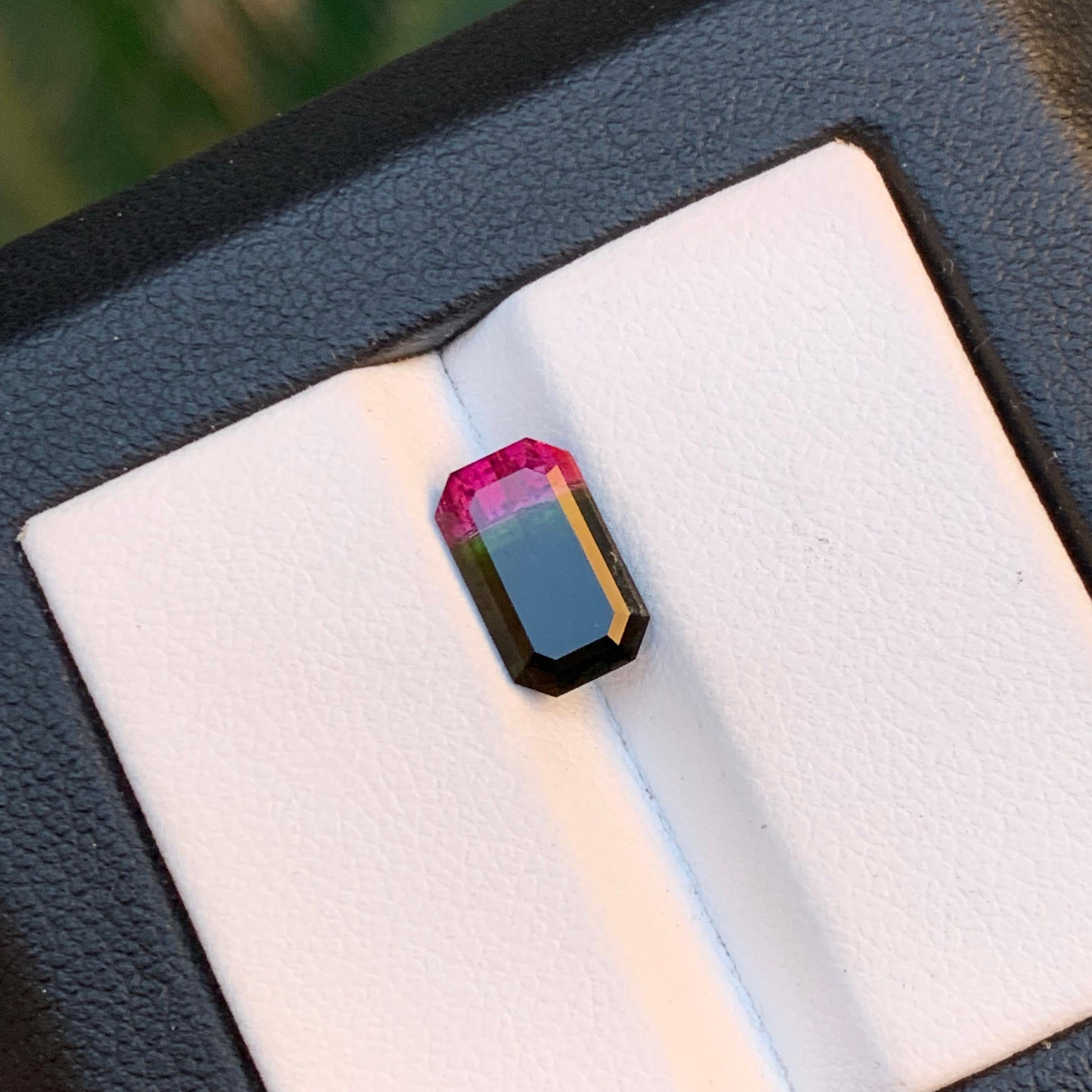 Waterman Bicolor Natural Tourmaline Ring Loose Gemstone 2.10Ct Emerald Cut Jewel For Sale 5